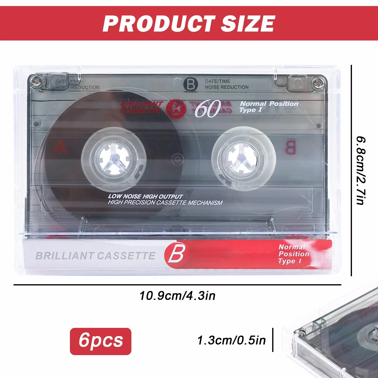 Cassettes audio vides haute performance, lot de 6, faible bruit, pour enregistrements