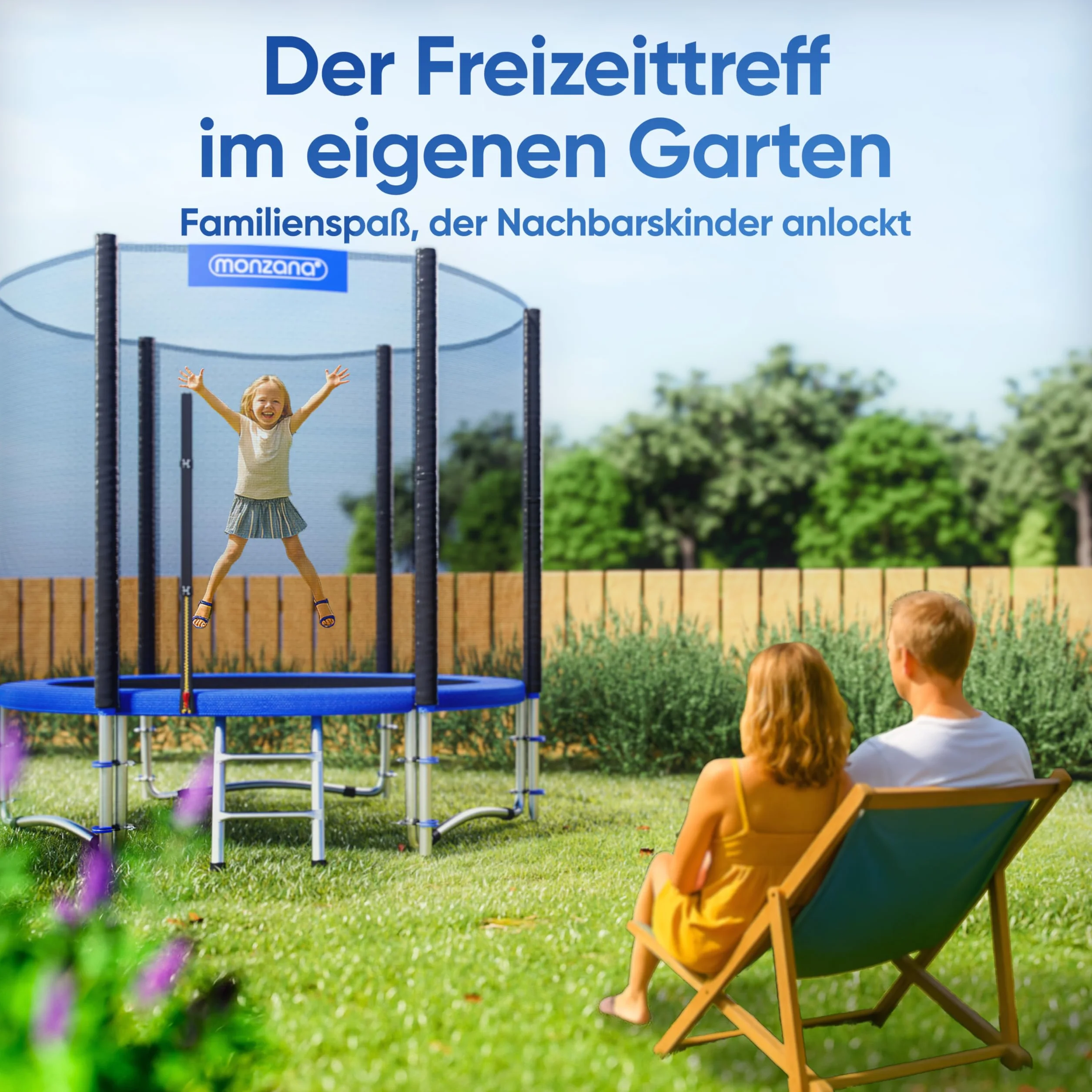 Monzana Trampoline certifié TÜV SÜD GS Set Complet Filet de sécurité Échelle Protection des Bords Extérieur Enfants