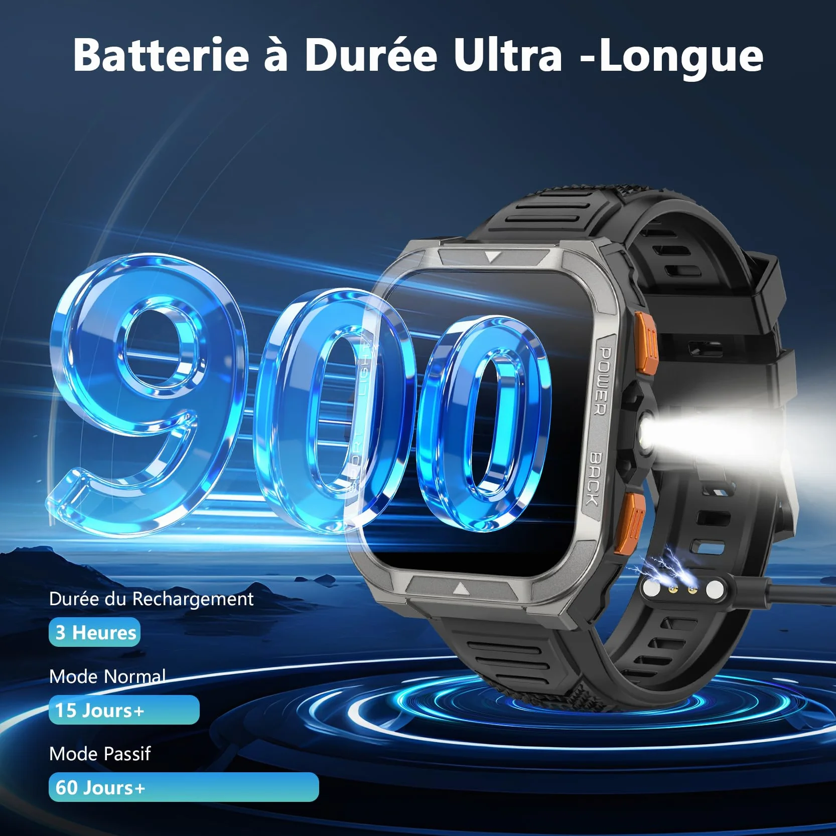 Blackview Montre Connectée Homme avec GPS Intégré, Montre Connectée Appel Bluetoot 900 mAh Batterie, Montre Sport avec Podometre,110+ Sportifs,Suivi Santé et Sommeil, Smart Watch pour Android iOS