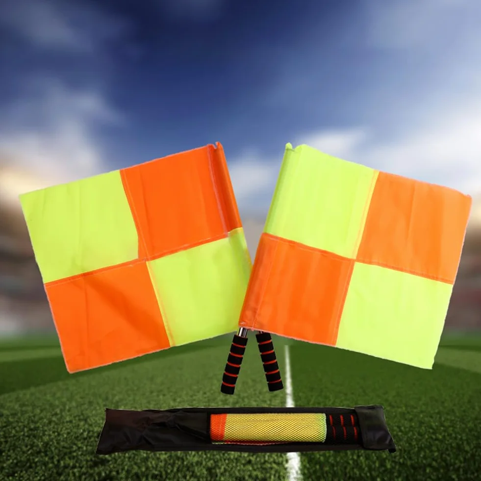 Lot de 2 drapeaux d'entraînement de football, drapeaux de ligne imperméables pour arbitre