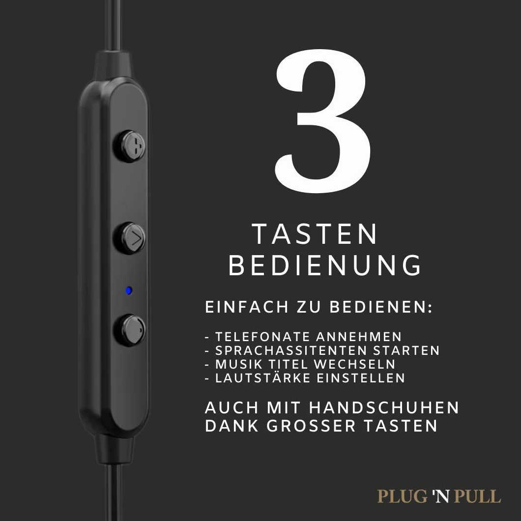 PLUG 'N PULL Écouteurs intra auriculaires sans fil Bluetooth 5.0 avec micro, 15 heures d'autonomie, microphone avec réduction de bruit, idéal sport, résistant à la transpiration, fixation magnétique