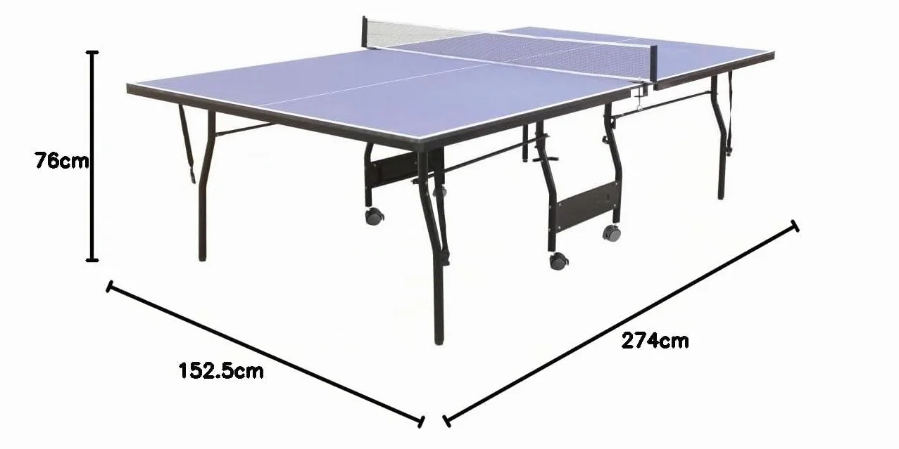 Vente-unique Garry Pliant Table de Ping-Pong Bleu L274 x P152.5 x H76 cm avec Roulettes