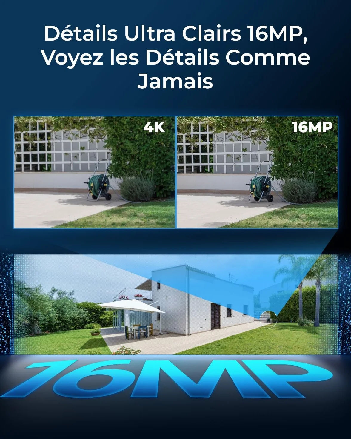 Reolink 16MP Caméra Surveillance PoE, Double Objectif Vue Panor à 180°, Suivi Mouvement, Vision Nocturne Couleur, Détection Personne/Véhicule/Animal, Audio Bidirectionnel, Etanche IP67, Duo 3 PoE