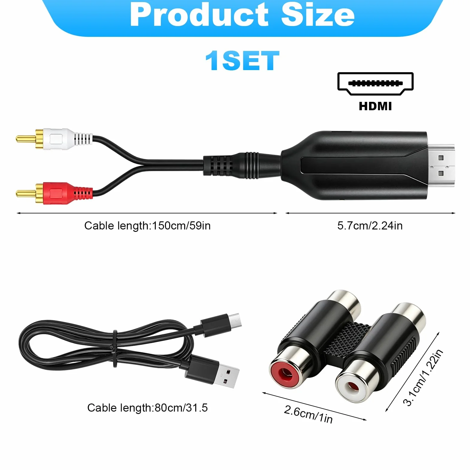 Extracteur Audio HDMI eARC ARC 192 kHz Câble Convertisseur HDMI ARC HD eARC vers AV Adaptateur AUX 3,5 mm