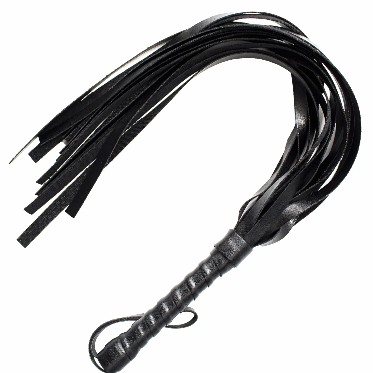 Fouet en Cuir Frangé 55cm Cravache Équitation Poignée Antidérapante Accessoire Entraînement