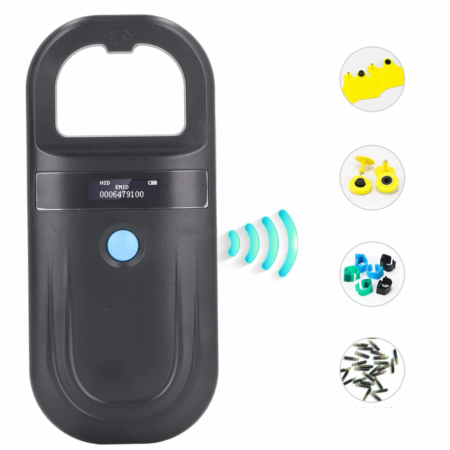 Scanner de Micropuces Animales, Rechargeable FDX B EMID PET TAG CHIP Scanner avec 128 étiquettes, 134.2 KHz, Conception Portable, Lecteur D'identification de Puce pour Animaux