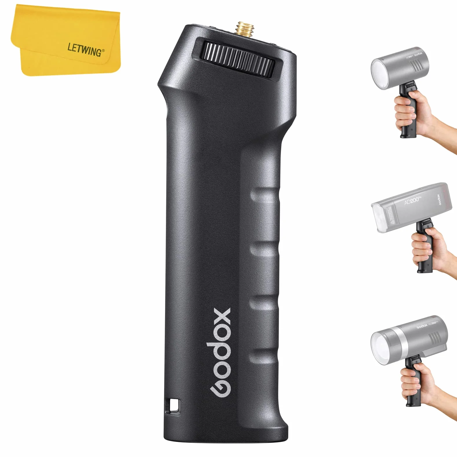 Godox FG-100 Poignée Flash, Poignée de Support de Flash Portable avec Stabilisateurs de Support Speedlite à Vis 1/4", Postuler à Godox AD200 Pro/AD300 Pro/AD300Pro II/AD100 Pro etc