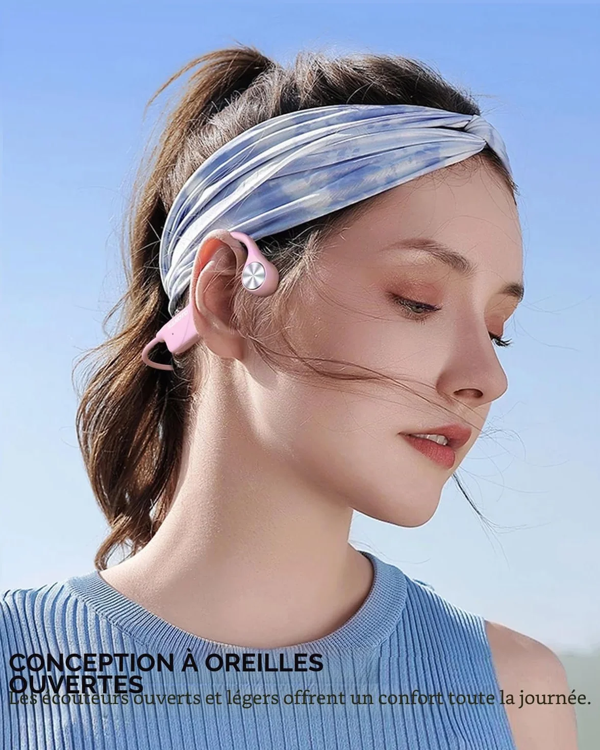 SANOTO Casque Conduction Osseuse Bluetooth 5.3, Open Ear Casque Bluetooth Sans Fil Sport IPX5 Étanche et Anti-poussière Conduction Osseuse Batterie longue durée Running Fitness Cycling Casque Écouteur