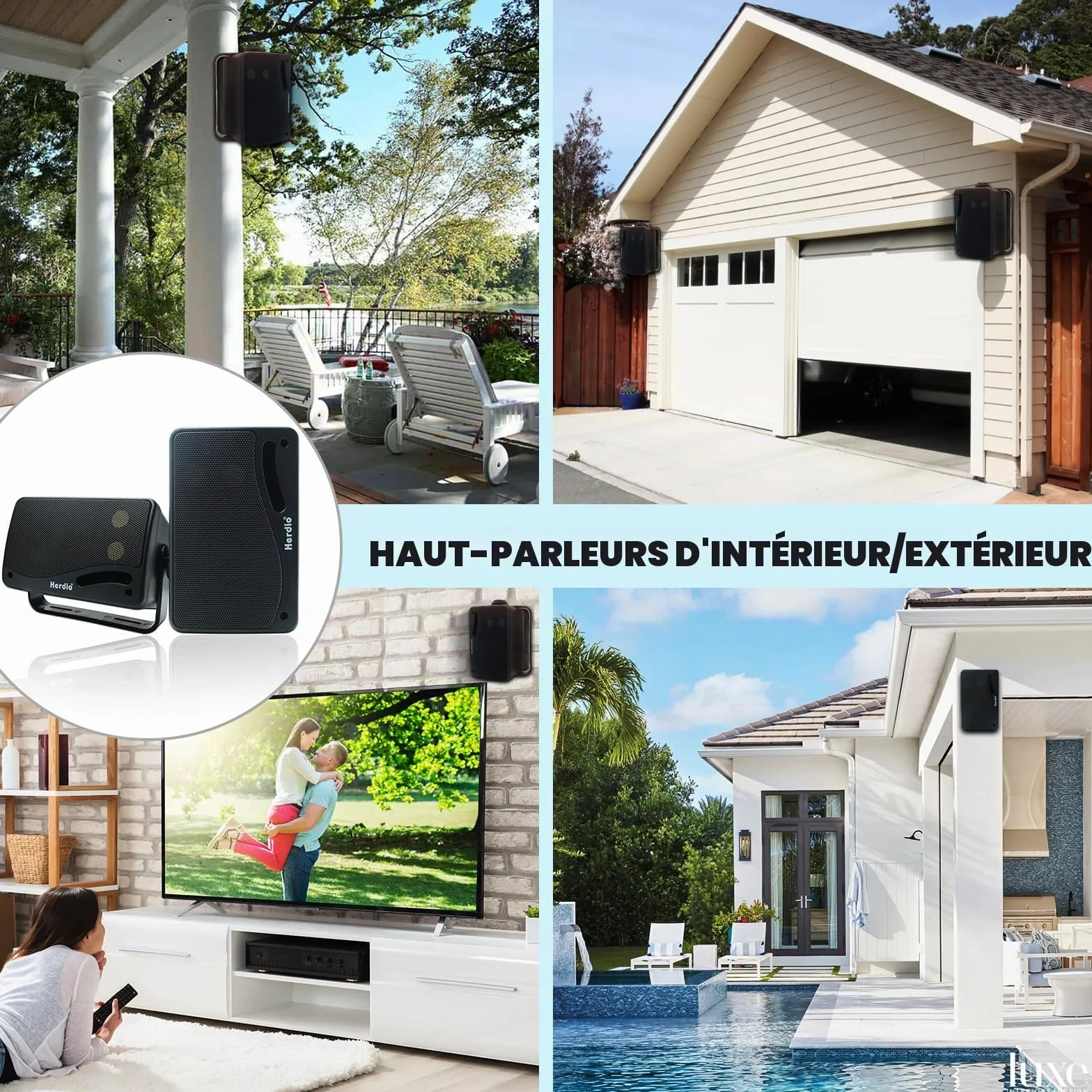 Herdio 3.5 Pouces étanche Filaire Enceintes d'extérieur,200W Haut Parleur Voiture Mural Passif Premium Montable, Basse Améliorée, Durable et Durable pour Patio Marine Boat Garage Intérieur (Noir)
