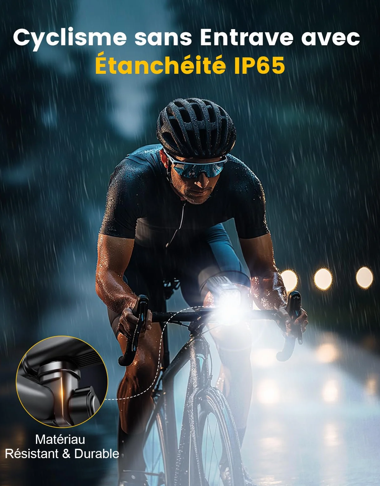 Mohard Lampe Vélo Avant et Arrière 2000LM Super Lumineux Rechargeable 3000mAh Étanche IP65