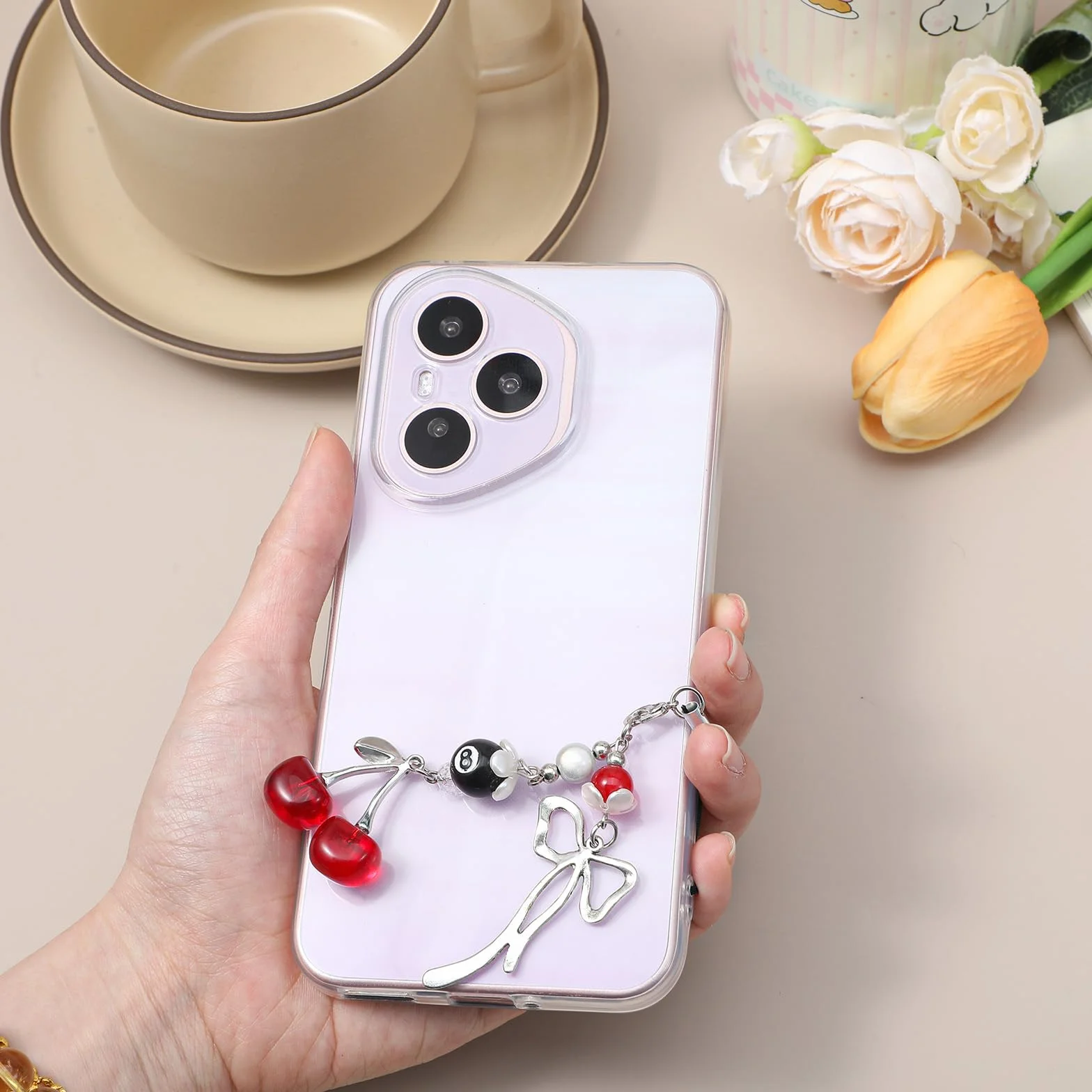 Lot de 2 breloques en forme de cerise pour téléphone portable, jolies breloques kawaii en métal rouge pour téléphone portable, accessoires esthétiques, chaîne Y2K pour décoration de sac et