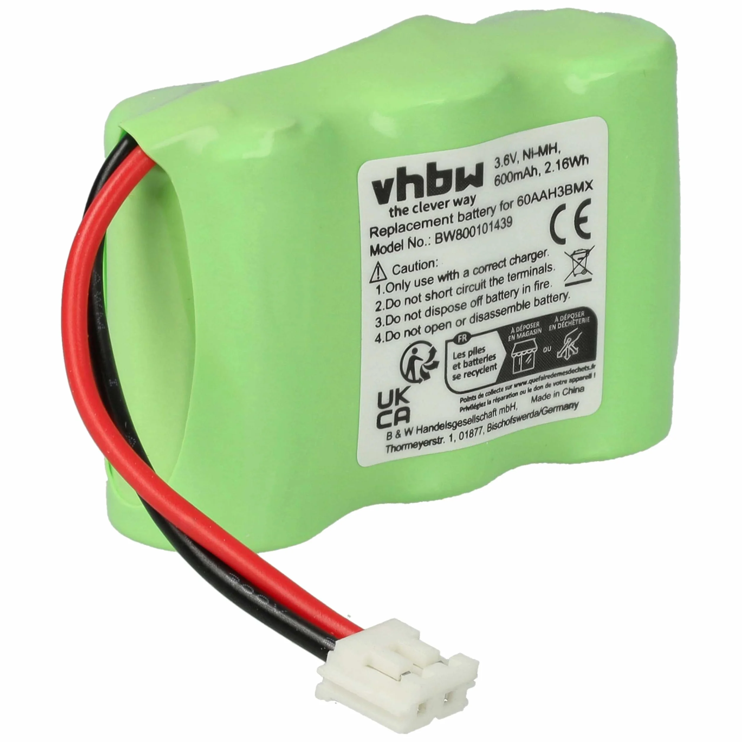 vhbw 1x Batterie Compatible avec Ascom Adesso téléphone Fixe sans Fil (600mAh, 3,6V, NiMH) - Remplacement pour 60AAH3BMX, HSC22, V30145-K1310-X147, C39453-Z5-C193