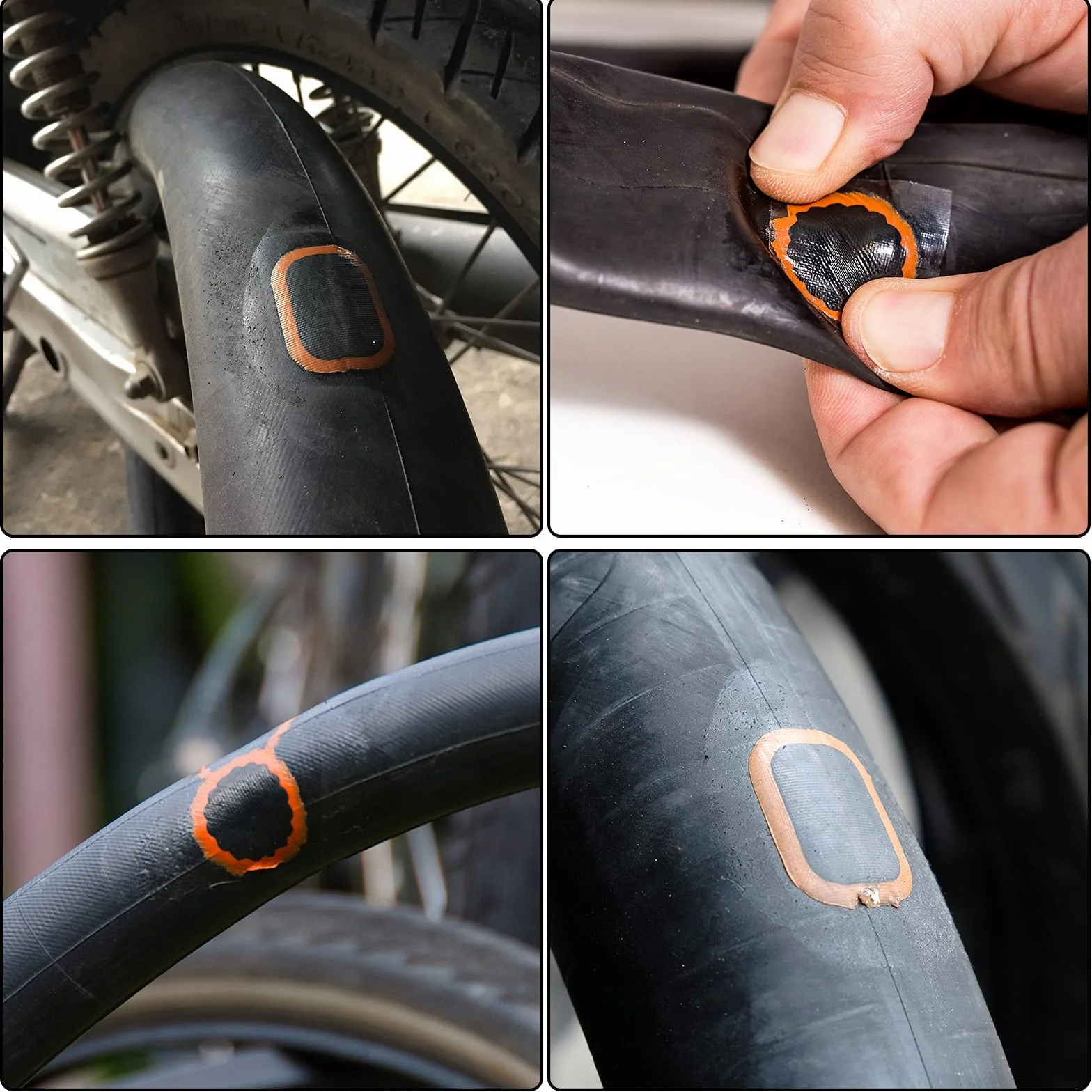 Kit de Réparation Pneus Vélo 24 Rustines Vulcanisation pour Chambre à Air VTT Moto Route