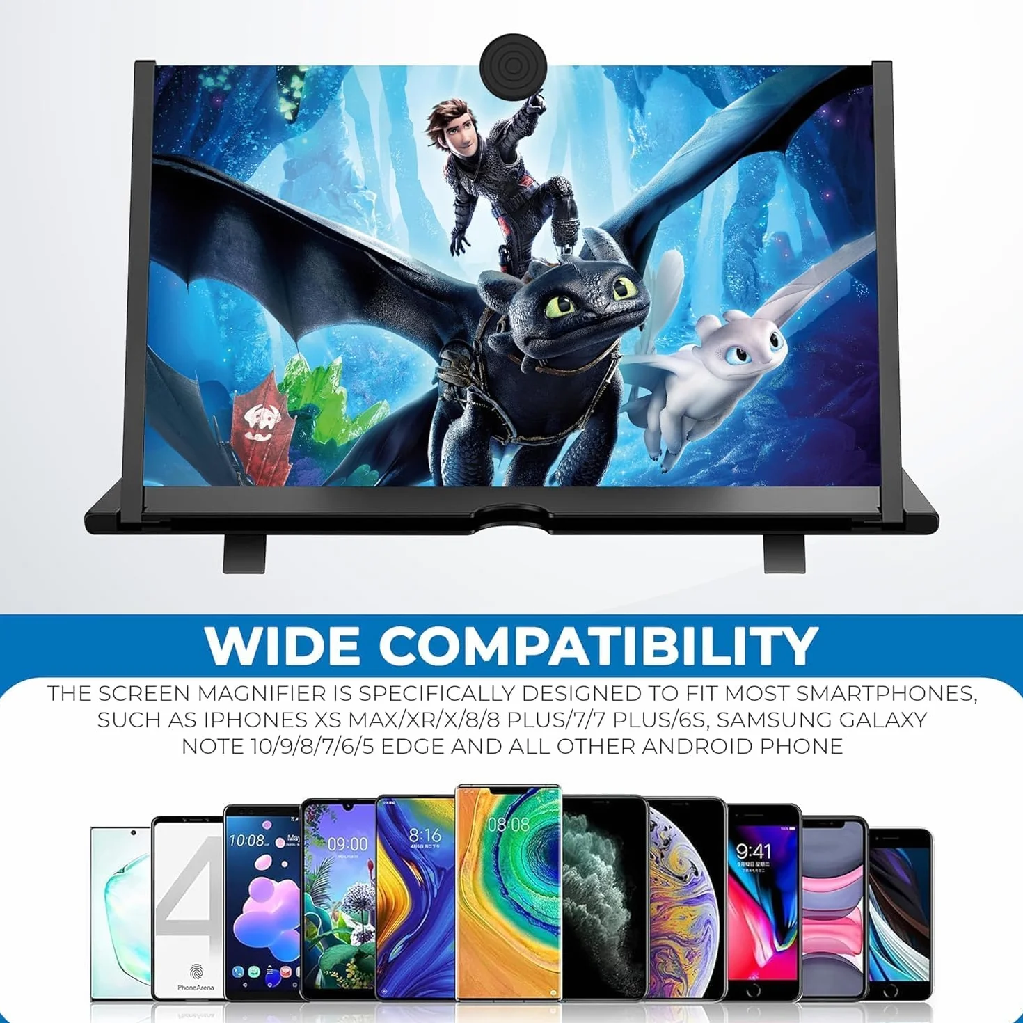 Loupe ecran Telephone, 3D HD Agrandisseur ecran Telephone, 20 Zoll Pliable Loupe Telephone Portable, pour Regarder des Vidéos sur Tous Les Smartphones