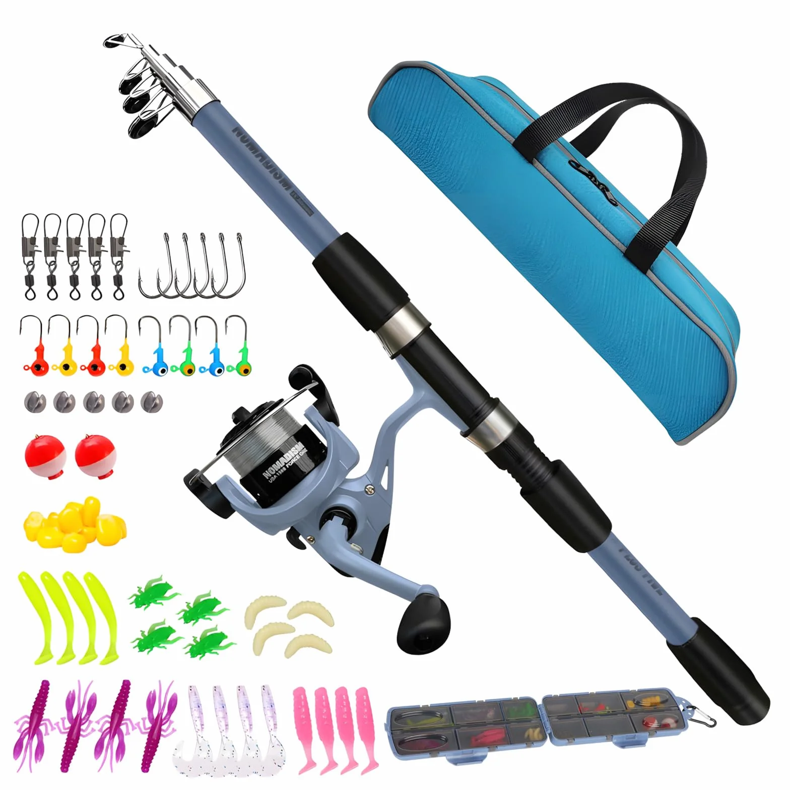 Ensemble de pêche pour Enfants Canne télescopique Fibre de Carbone Ultra légère