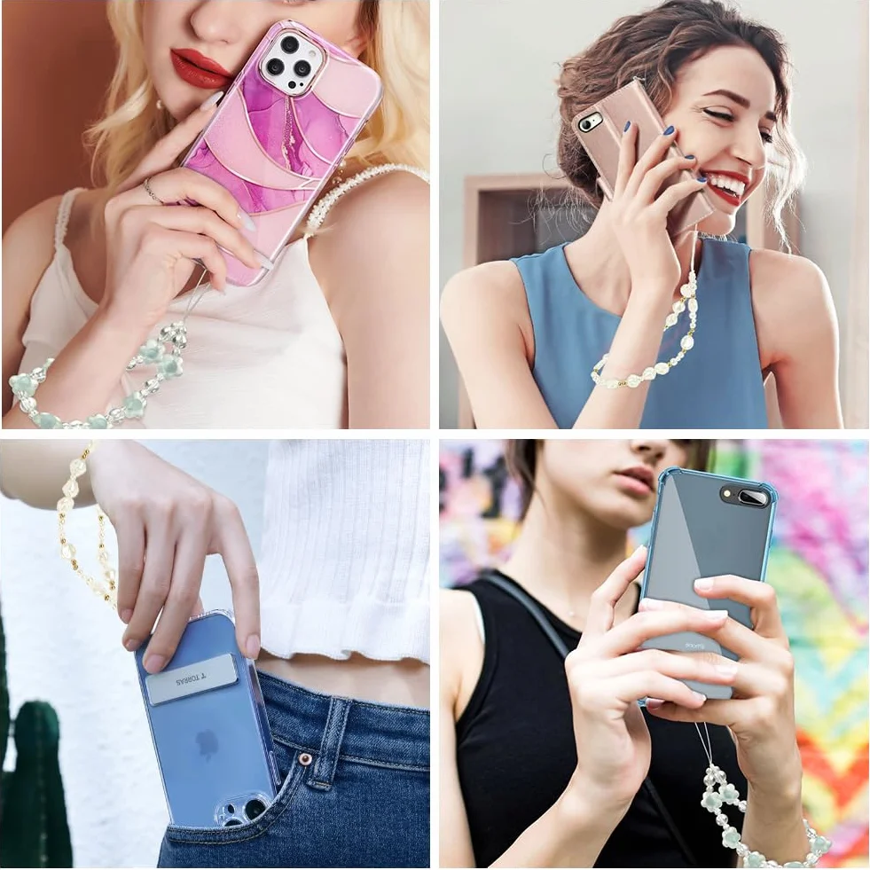 OFFCUP Dragonne Téléphone Portable 4PCS Chaîne Bracelet Anti-Perte Cristal Naturel Perles