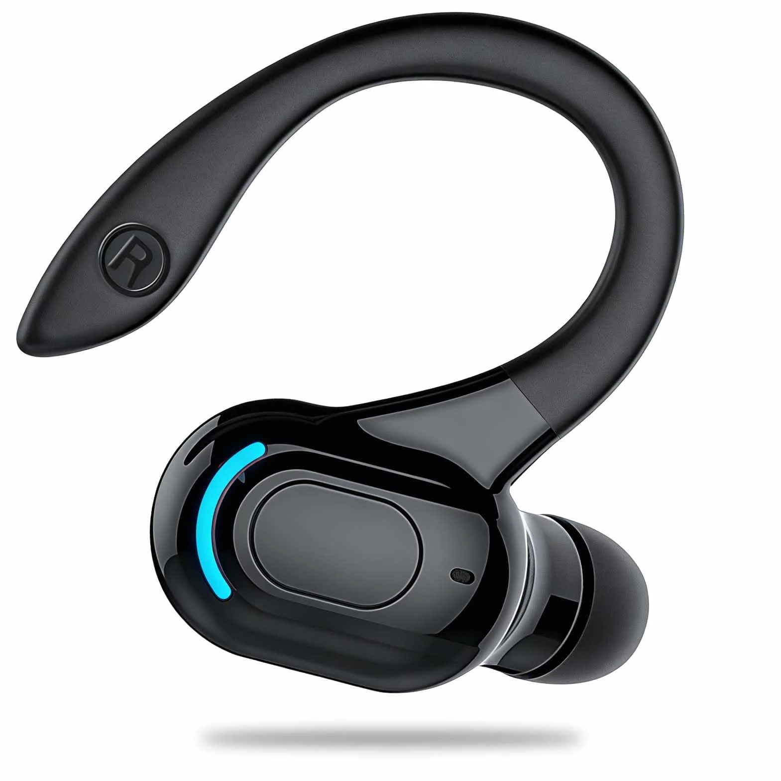 Oreillette Bluetooth sans Fil V5.2 Écouteur Mono Tour d'oreille 360° avec Micro Intégré Mains Libres Bluetooth pour i Phone Android PC