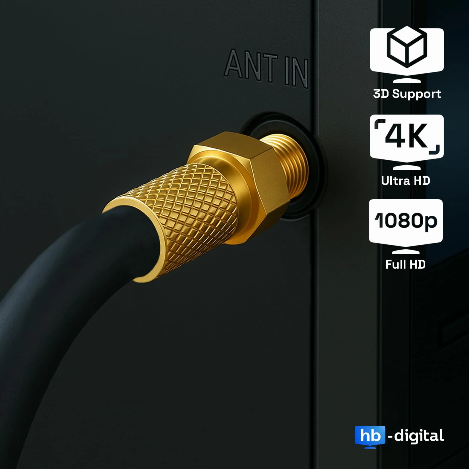 HB-DIGITAL Câble Coaxial HQ-135 50m 135dB Câble SAT 8K 4K UHD 4 Fois Blindé