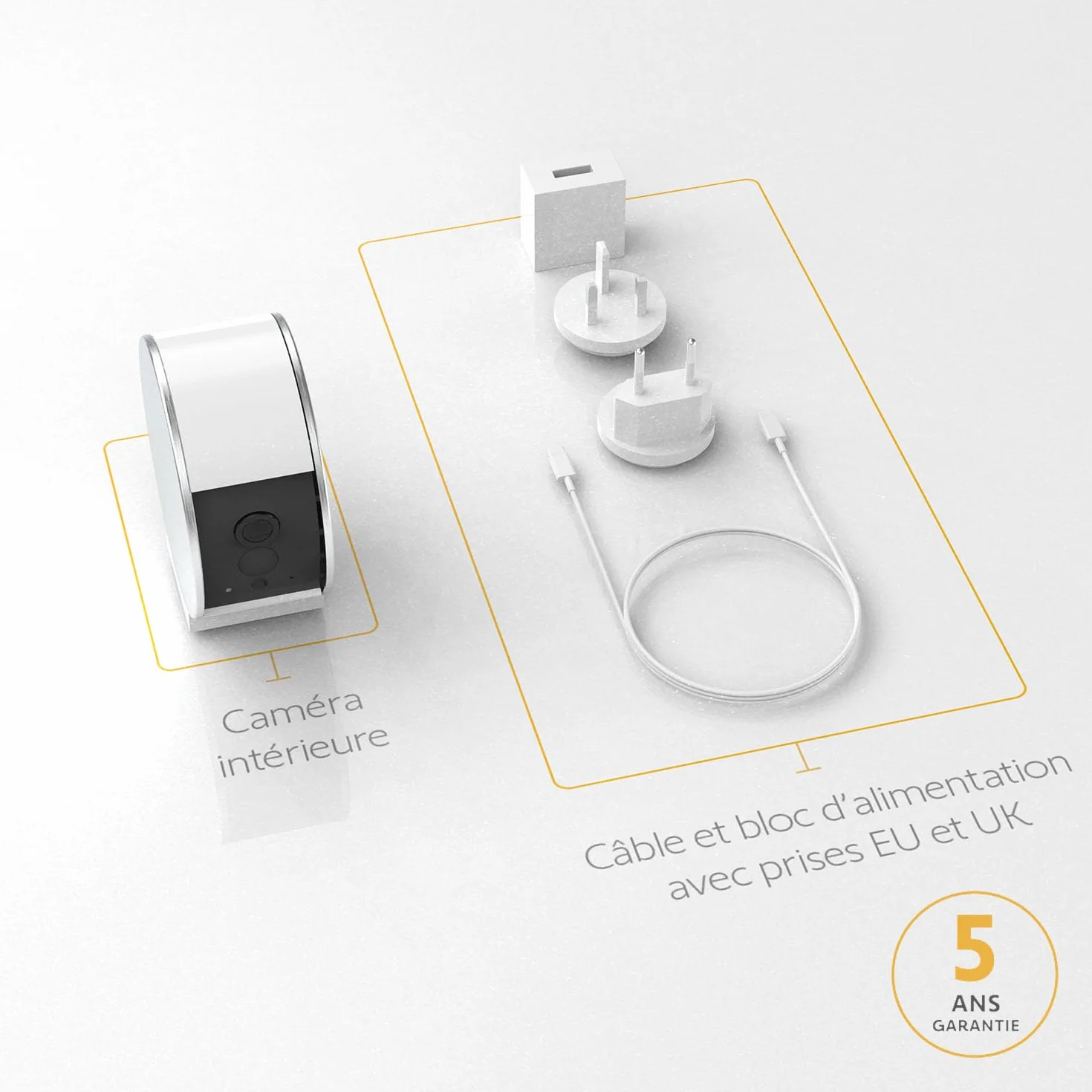 somfy 2401507 - Indoor Camera, Caméras avec volet motorisé, Compatible : Alexa, Google Home et Tahoma, Vision Nocturne, Détection de Mouvement, Grand Angle, Enregistrements vidéo, Haut-Parleur