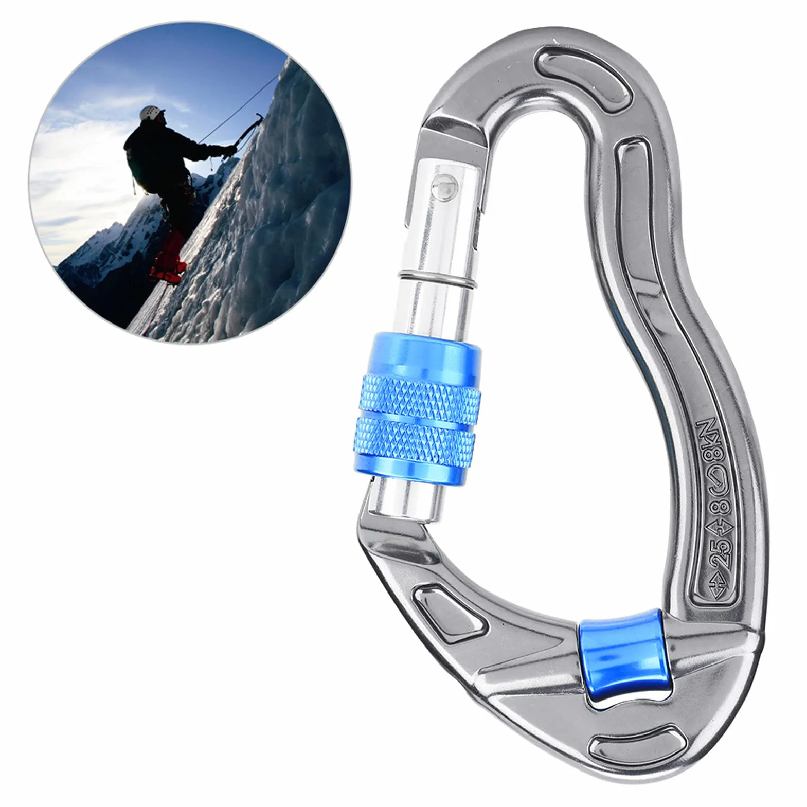 Alomejor Mousqueton d'escalade de verrouillage 25KN aluminium forgé à la chaleur poulie supérieure