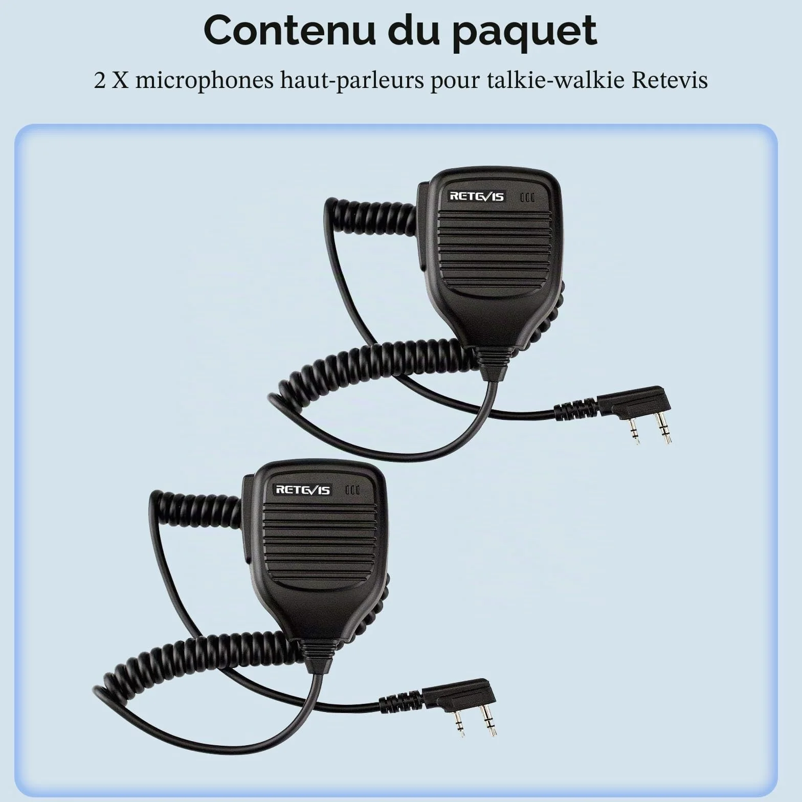 Retevis Talkie Walkie Micro 2 Broches Haut-Parleur Microphone Compatible avec Baofeng UV-5R BF-888S BF-88E RT24 RT27 H777 RT668 WOUXUN Kenwood TYT HYT Talkies Walkies pour la Chasse et Le Tir (2 Pcs)