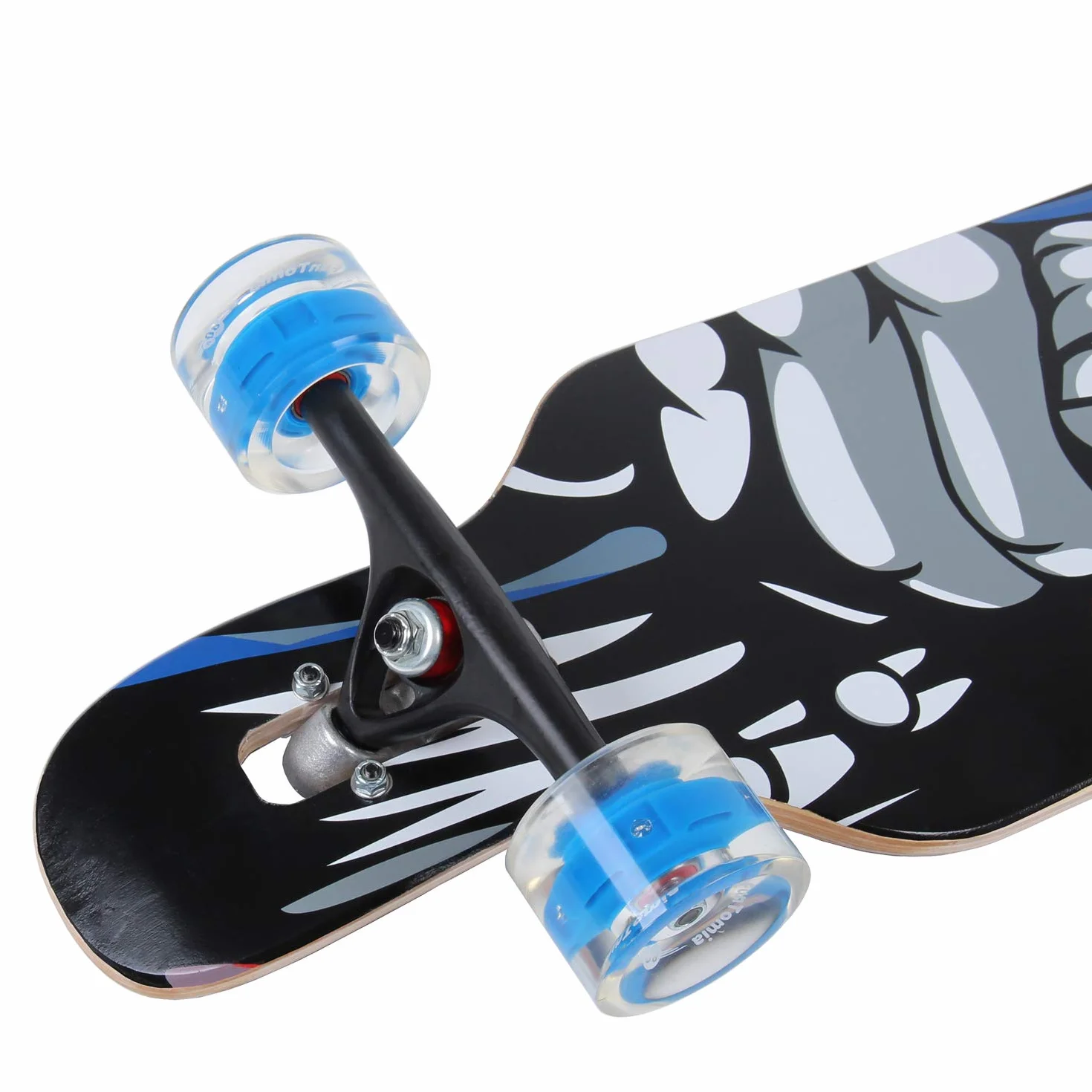 FunTomia Longboard Skateboard Drop Through Cruiser Planche complète roulements Mach1 High Speed T-Tool roues LED