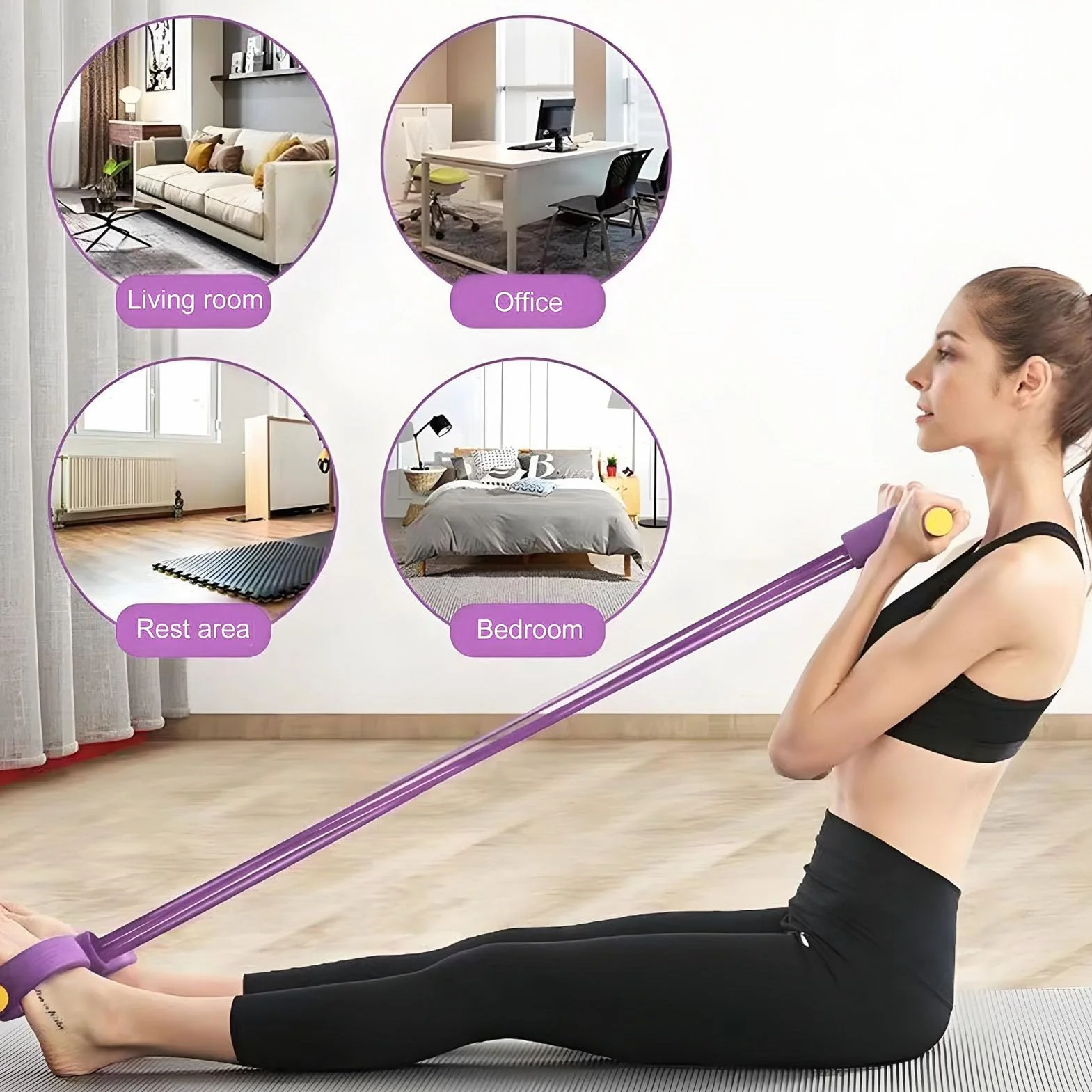 Bande de Résistance Musculation 6 Tubes avec Pédale – Élastique Sport Fitness pour Abdominaux