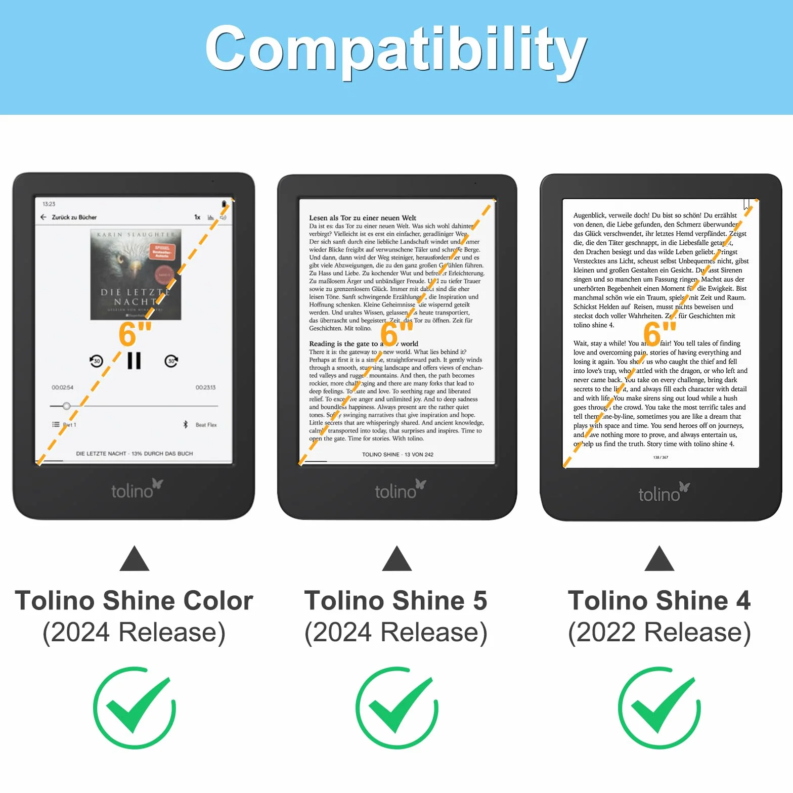 FINTIE Étui Compatible avec 6” Kobo Clara Colour/BW 2024 et Kobo Clara 2E 2022 - Coque Liseuse Housse avec Béquille, Fente pour Carte et Dragonne, Bibliothèque