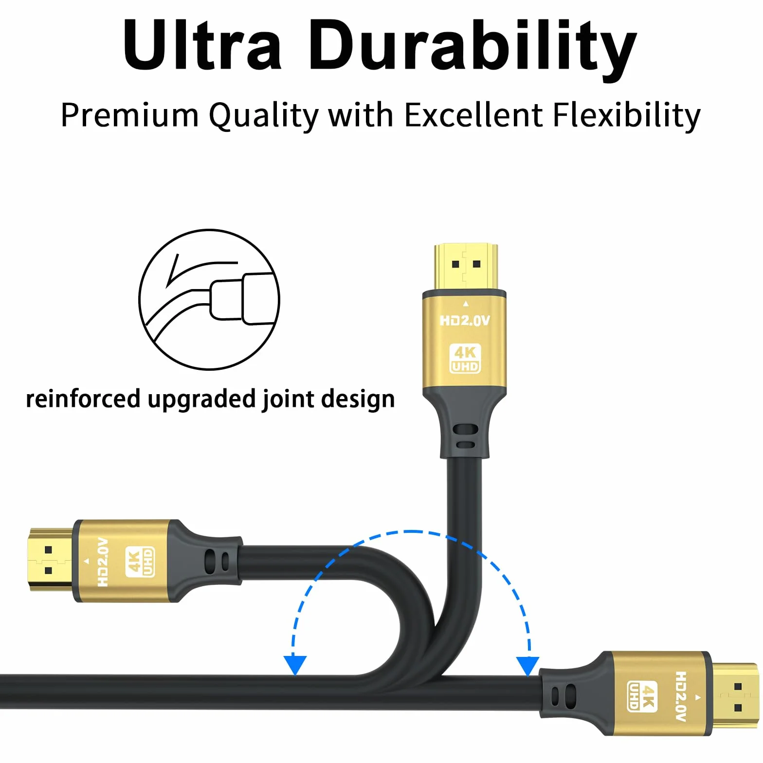 Câble HDMI 2.1 Ultra Haute Vitesse 10M 8K@60Hz 4K@120Hz Connecteurs Plaqués Or