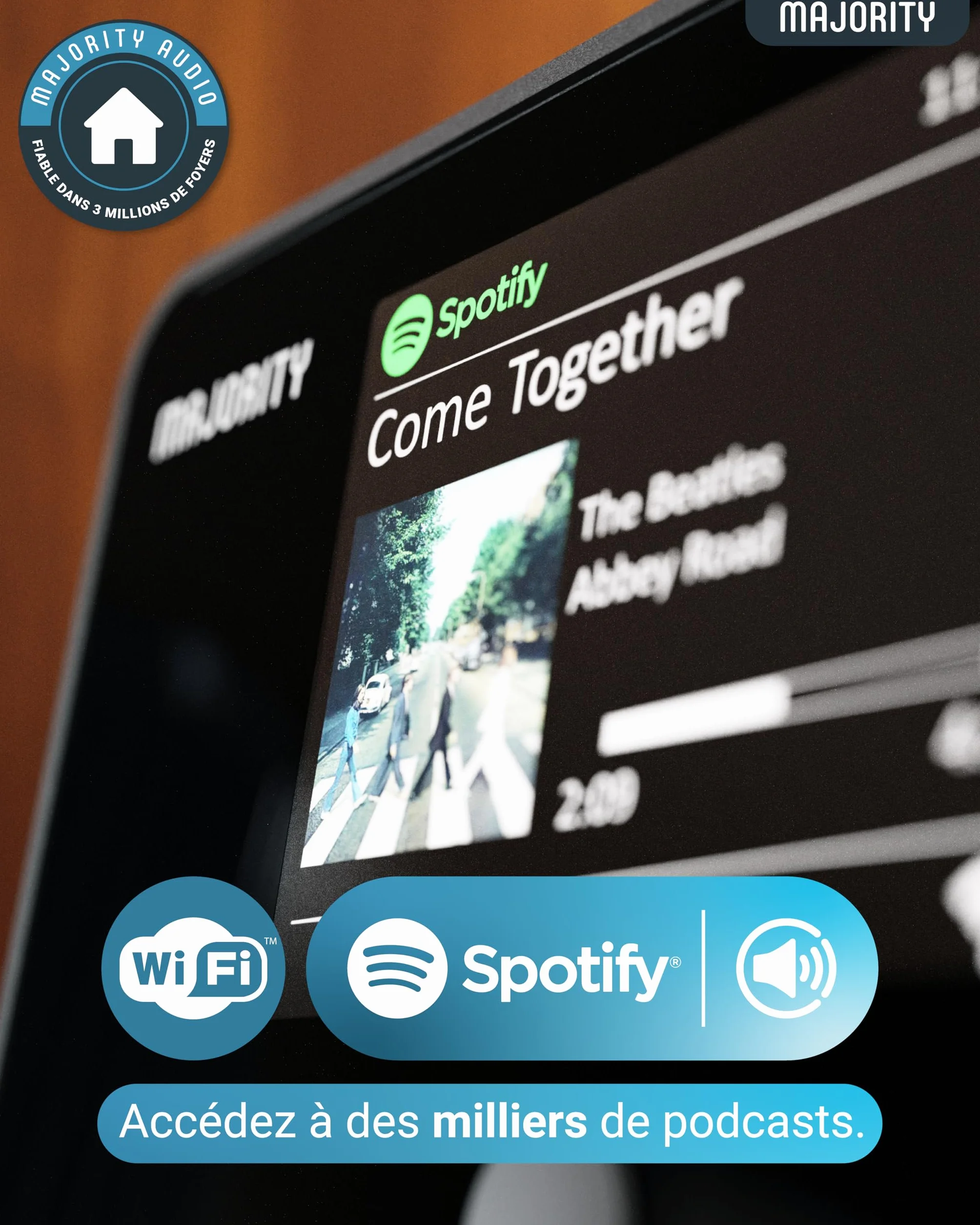 Tuner Radio Internet WiFi | Adaptateur Radio Dab Plus | Spotify Connect et Podcasts | Bluetooth 5.2 Tuner Dab pour Chaine HiFi | Affichage en Couleur, Télécommande Incluse | MAJORITY Robinson