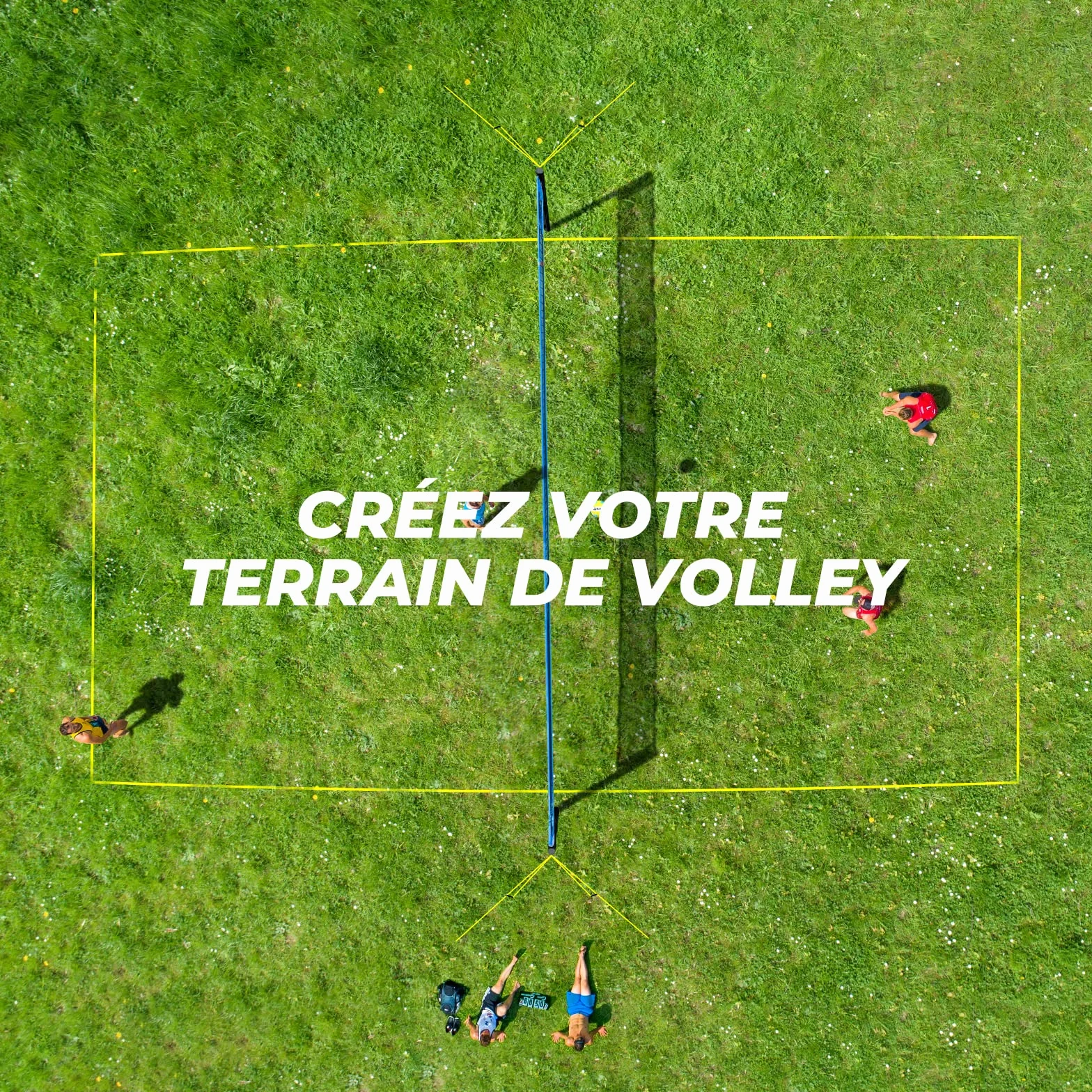 Filet de Volleyball Professionnel Plein Air 9.75M x 0.9M avec Poteaux Acier Hauteur Réglable