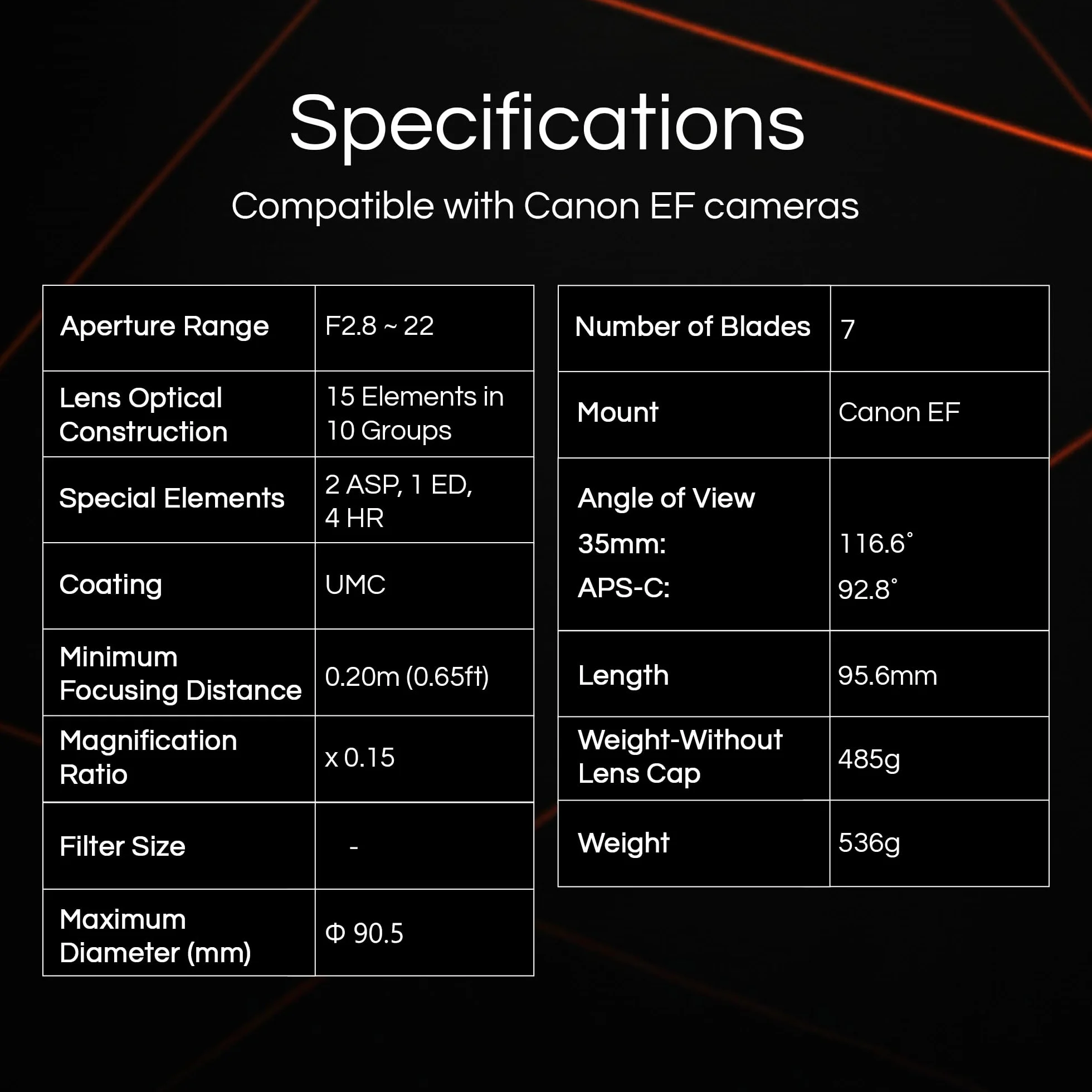 Rokinon AF Objectif Grand Angle 14 mm F2.8 étanche avec Mise au Point Automatique pour Canon EF, Noir (IO14AF-C)