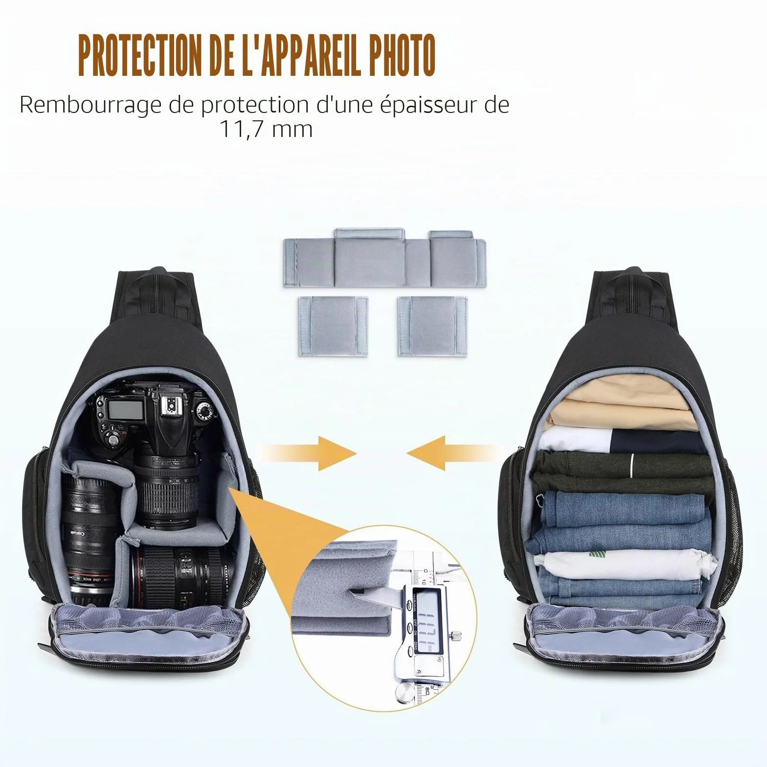 BAIGIO Sac à Dos pour Appareil Photo Sac à Dos Photo Sac à Bandoulière Hydrofuge Compatible avec Les Appareils Photo Reflex 1 DSLR SLR 3 Objectifs Sony Canon Nikon