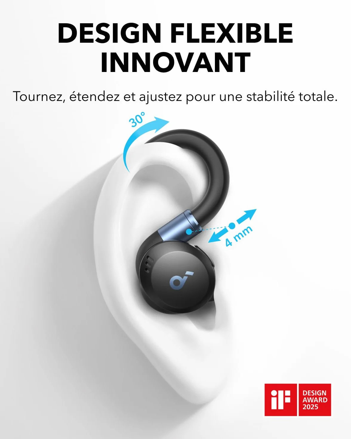 Soundcore Sport X20 écouteurs Bluetooth sans Fil by Anker, Crochets rotatifs et Extensibles, Suppression du Bruit, étanchéité IP68, Longue durée de Vie, écouteurs pour la Salle de Sport