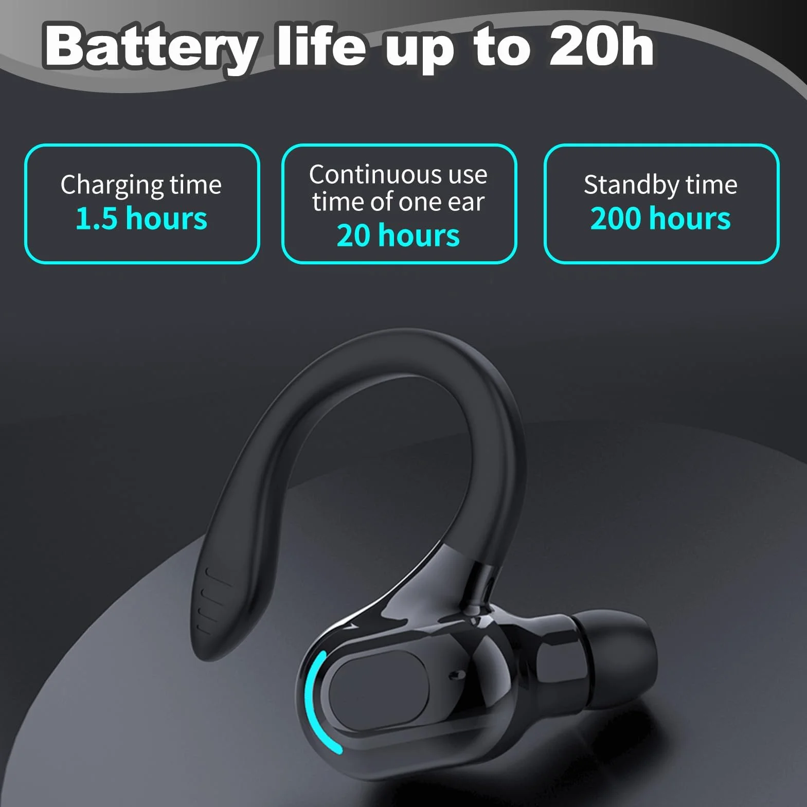 Oreillette Bluetooth sans Fil Mono, Écouteur Mono avec Micro Intégré, Kit Main Libre Professionnel avec Micro à ecouteurs de Bruit pour iPhone Android PC, Bureau, Conduite, Sport, oreillette Tour 360°