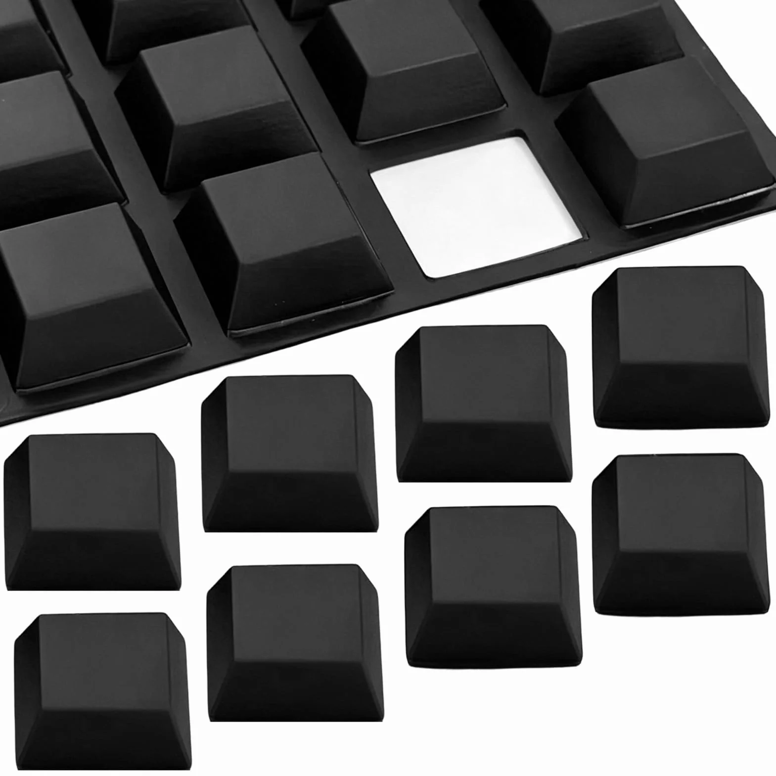 Lot de 20 pieds en caoutchouc autocollants noirs - 20 x 8 mm - En silicone - Anti-vibrations - Pour meubles, haut-parleurs, appareils électriques, base en caoutchouc antidérapante - Protection contre