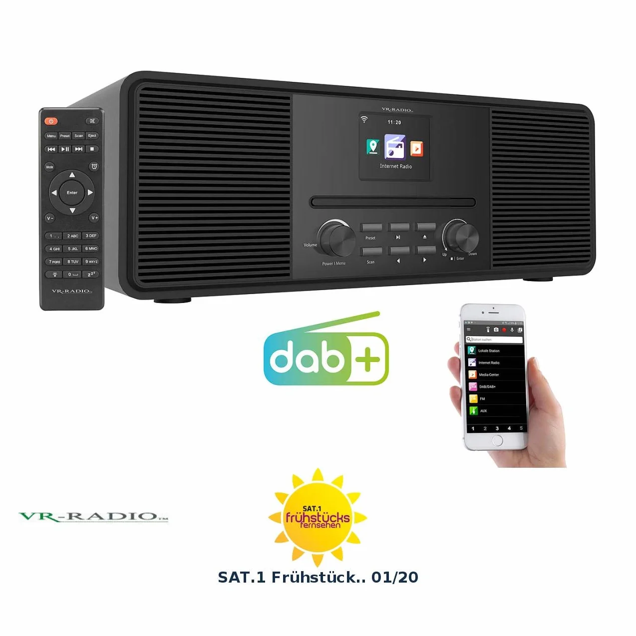 Radio Internet stéréo 20 W avec lecteur CD/DAB+/FM/bluetooth IRS-680 - Noir [VR-Radio]