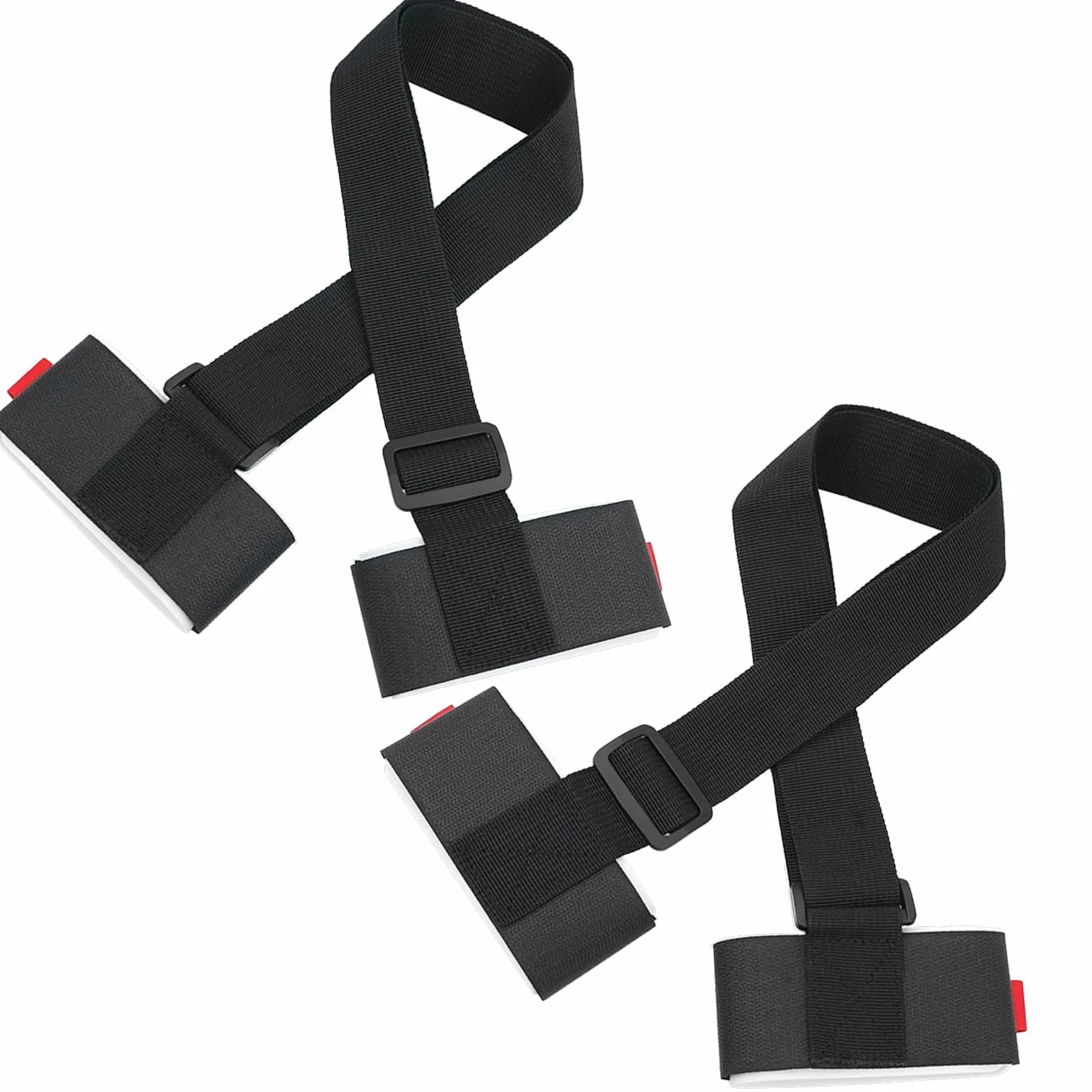 Bandoulière de Ski 2 Pièces, Porte-Épaules Réglable avec Boucle à Ruban Adhésif Rembourré, Noir Matériau Durable