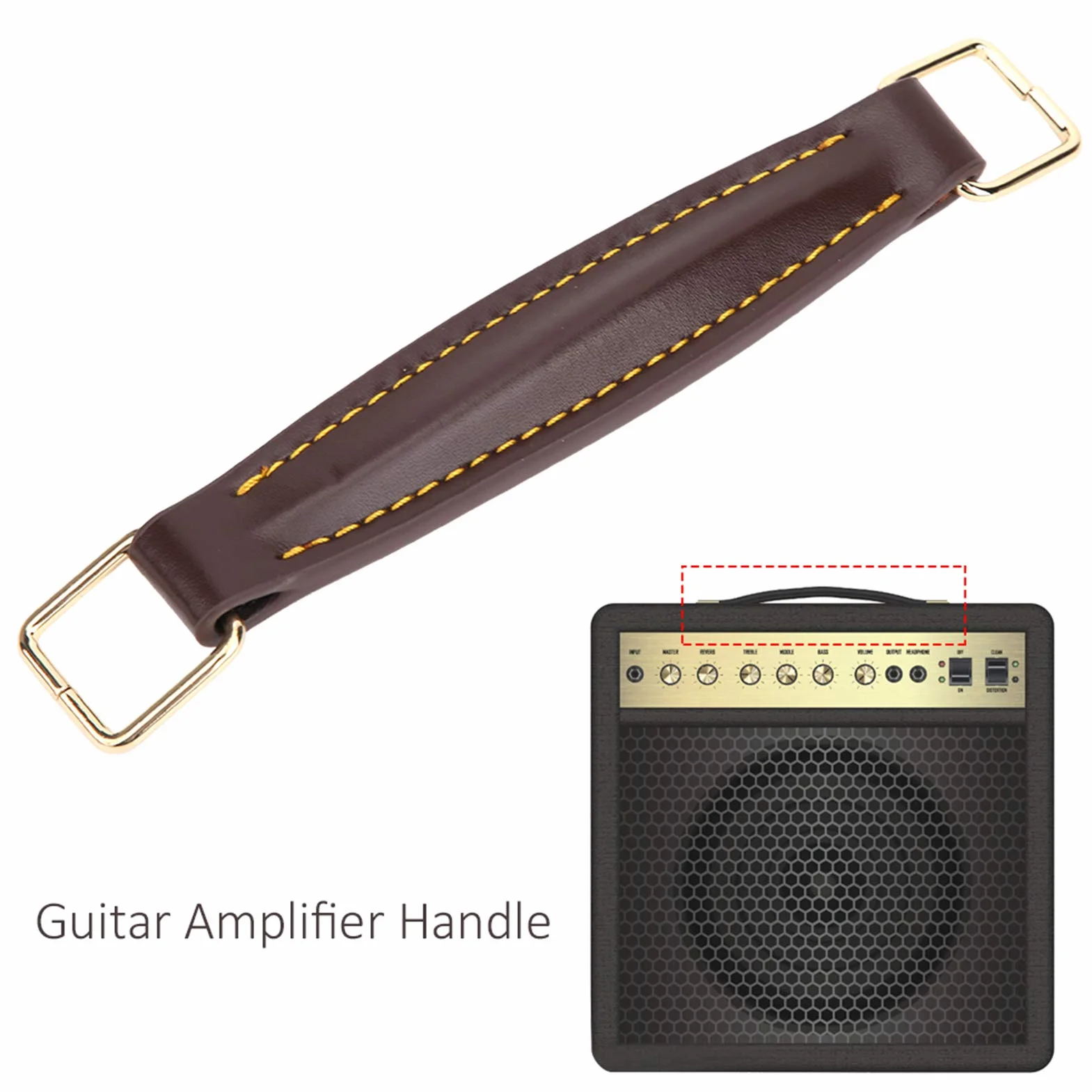 Poignée de haut-parleur de guitare en cuir PU, poignée d'amplificateur interne renforcée en acier pour haut-parleur de guitare (marron), haut-parleur