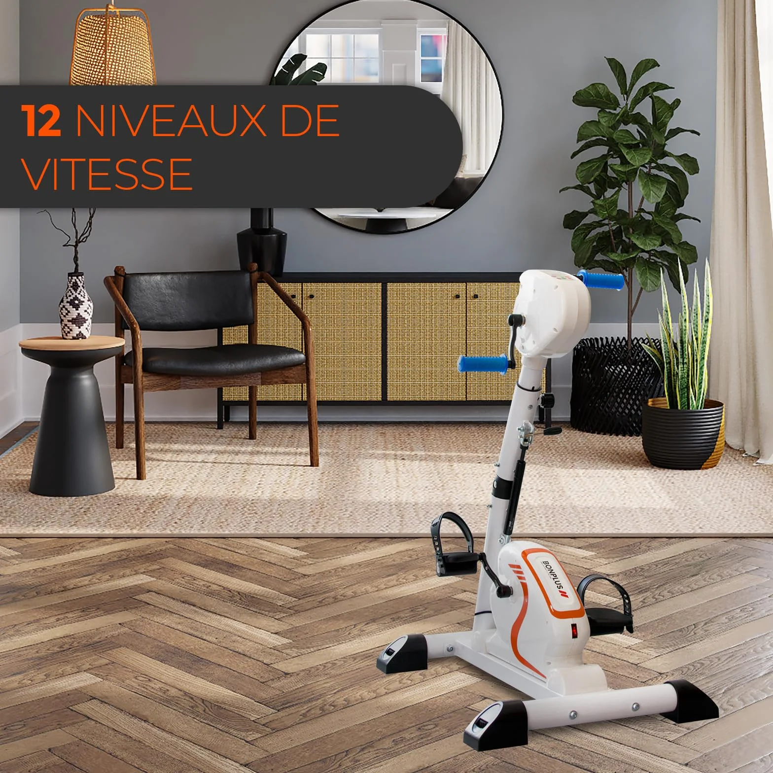 Mini-Vélo Double Pédalier Électrique Bras Jambes 12 Niveaux Vitesse 12 Programmes Pédales Bidirectionnelles