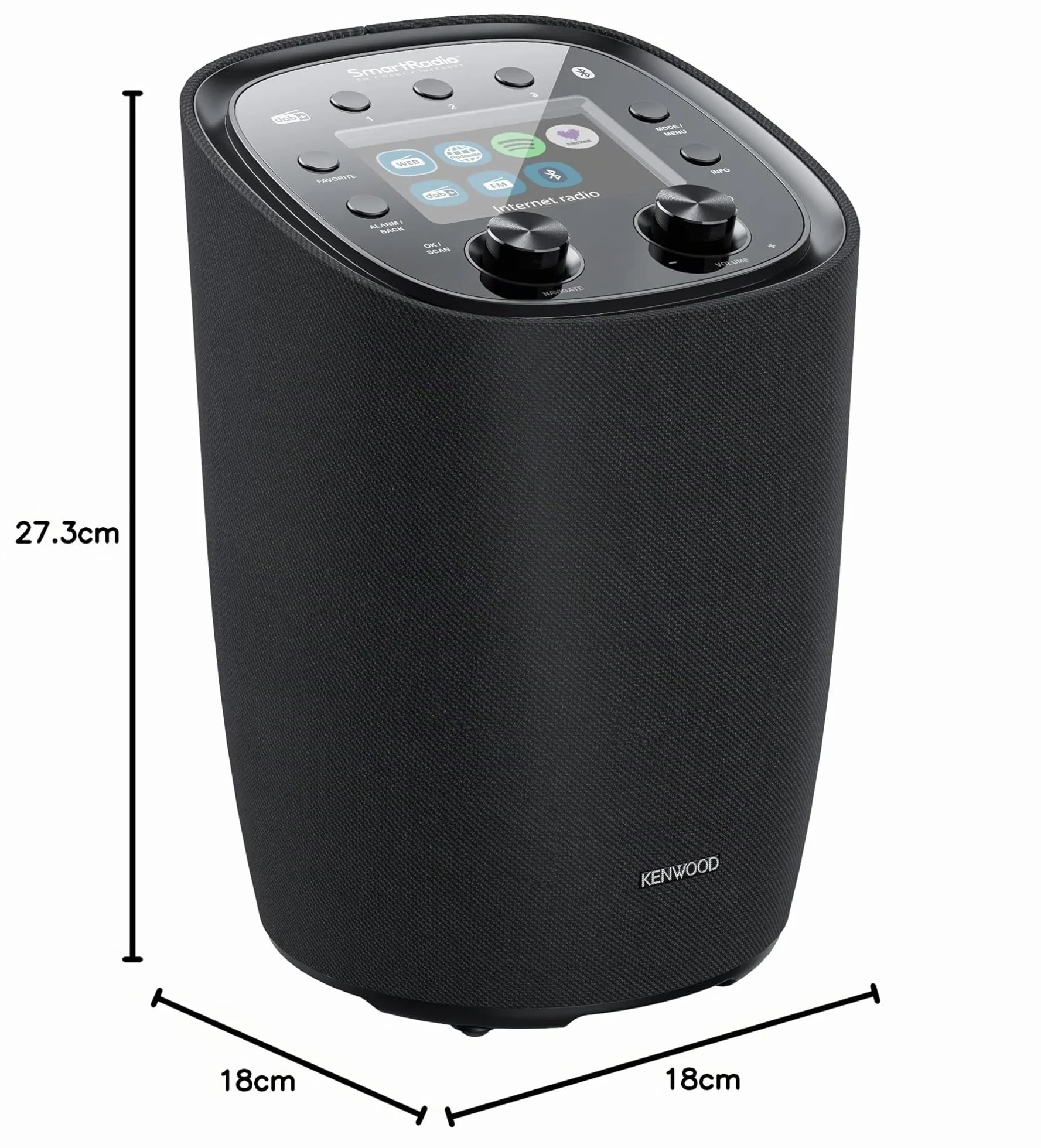 Kenwood CR-ST500S-B Radio Intelligente Design avec écran Couleur TFT 4", Radio Internet WiFi, Dab+, FM, Spotify (HiFi), Deezer, Bluetooth, stéréo RMS 30 W, Caisson de Basses intégré, télécommande