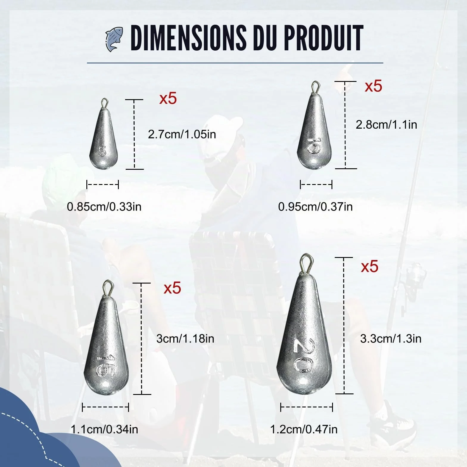 Poids de Pêche Plombs Drop Shot 5g 10g 15g 20g Forme de Goutte Pêche Sinker pour Mer Eau Douce