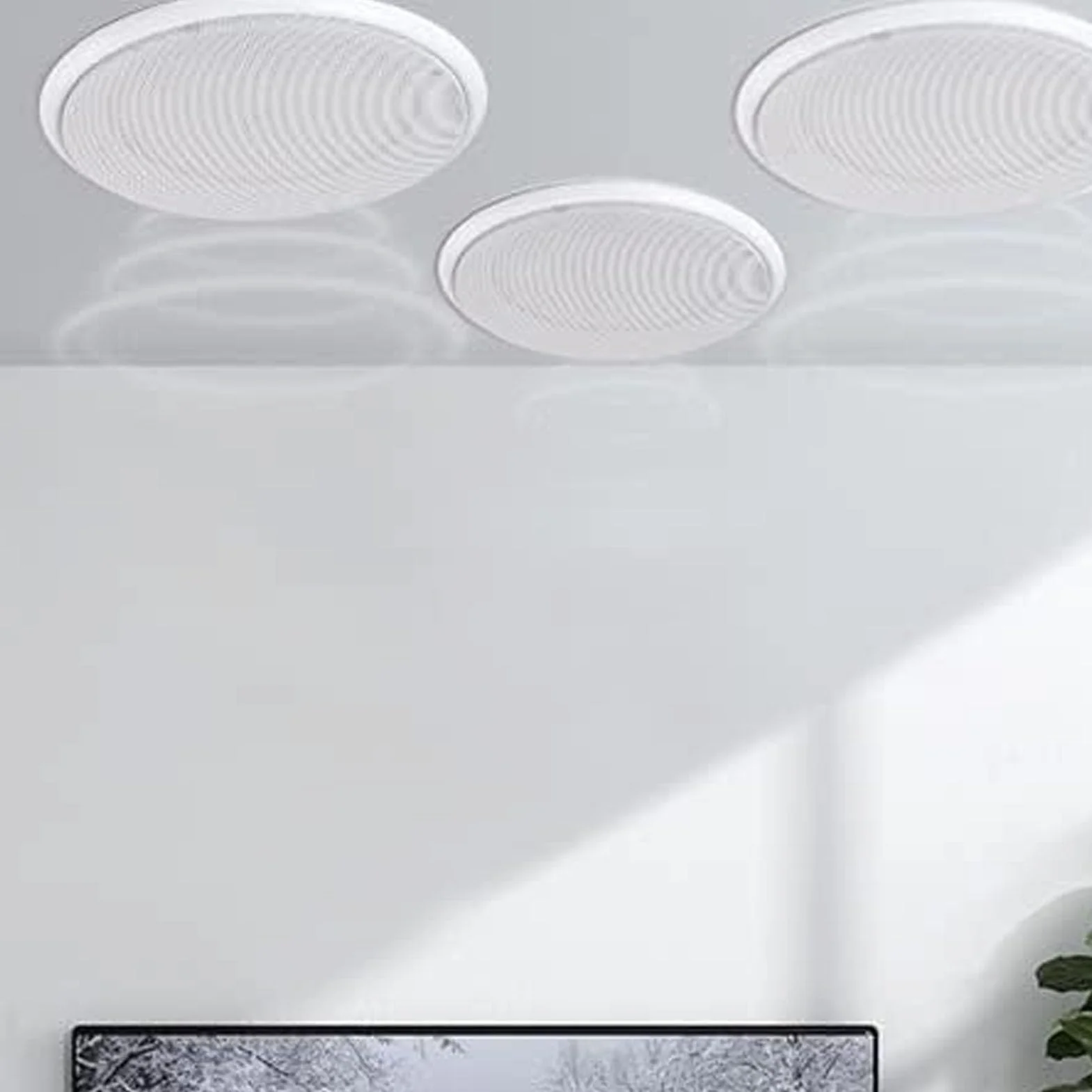 Sxhlseller Lot de 2 Grilles de Haut-Parleur de Plafond Rondes Magnétiques en Métallique avec Base de Montage en ABS, Finition Blanche Pouvant être Peinte, Diamètre Extérieur 280 Mm pour