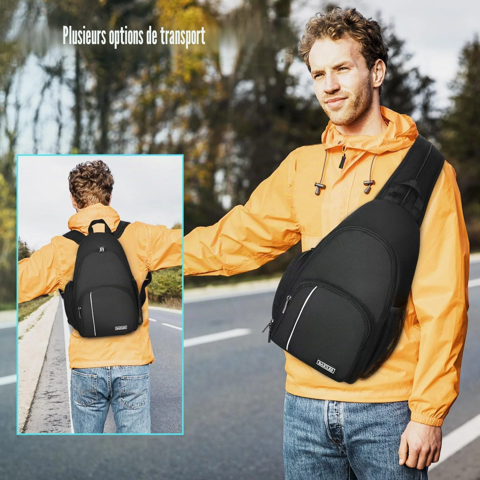 BAIGIO Sac à Dos pour Appareil Photo Sac à Dos Photo Sac à Bandoulière Hydrofuge Compatible avec Les Appareils Photo Reflex 1 DSLR SLR 3 Objectifs Sony Canon Nikon