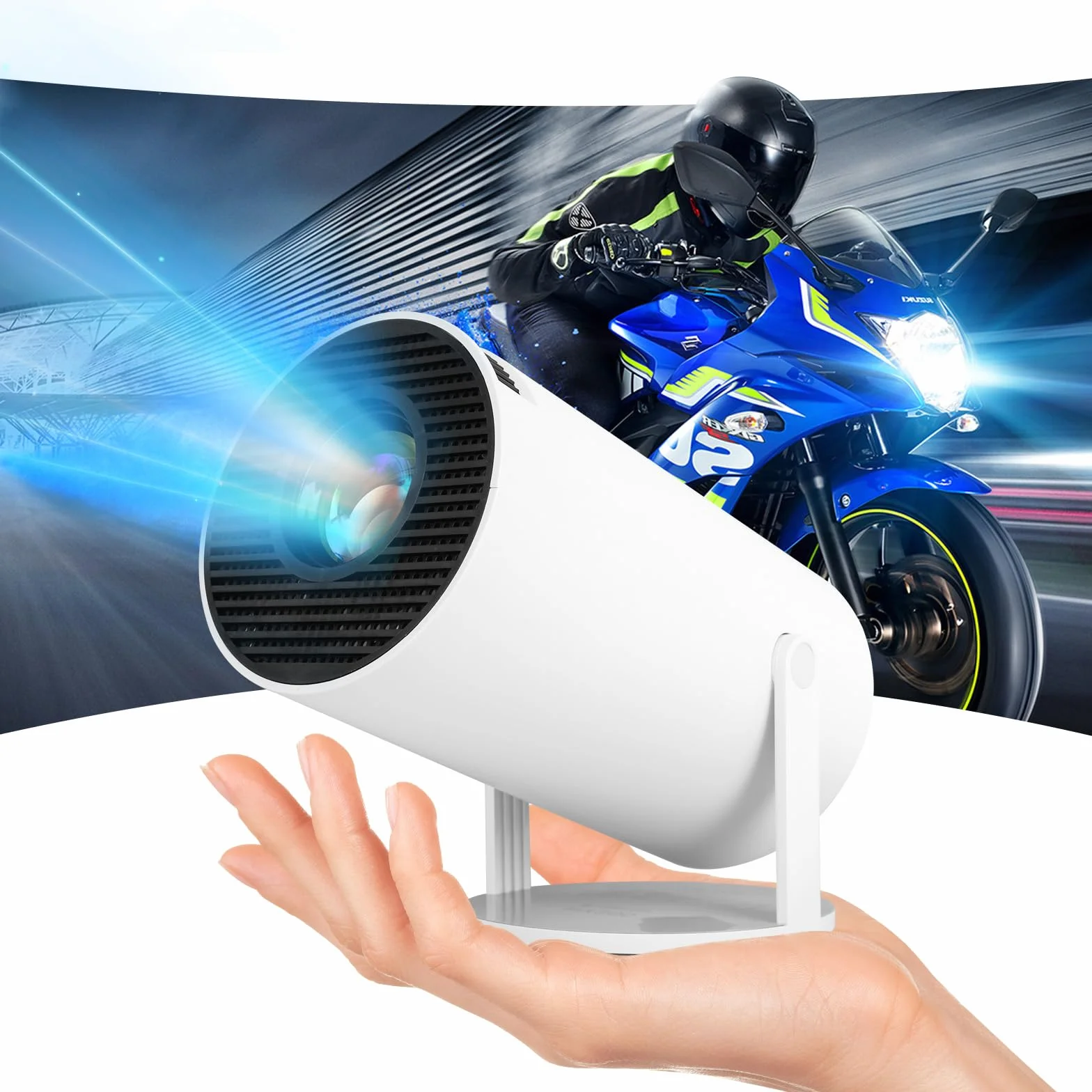 Mini projecteur 4K Support 1080P Smart WiFi 6 Android 11.0 BT 5.0 Écran 130'' Rotation 180° Correction Automatique Trapèze Portable