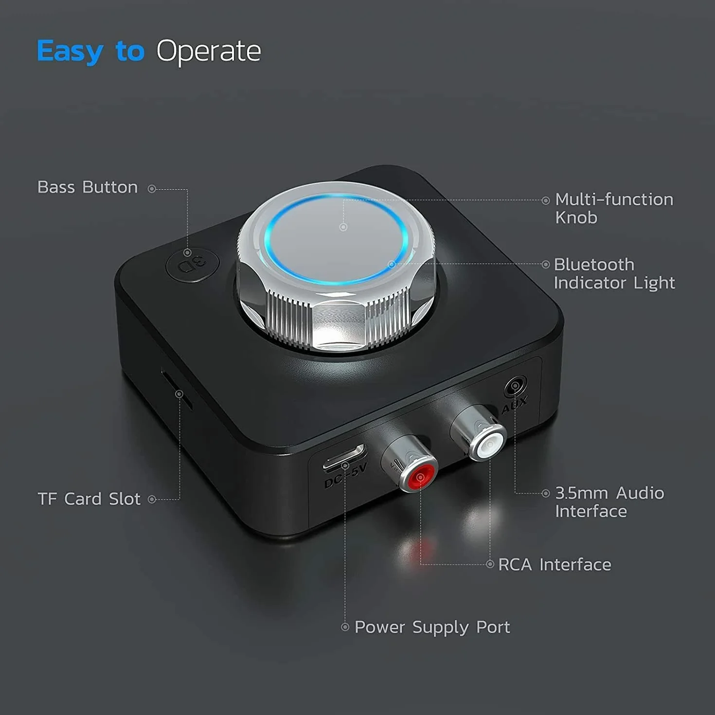 Récepteur Bluetooth USB 5.0 2,4 GHz sans fil 3,5 mm AUX vers adaptateur audio stéréo 2RCA
