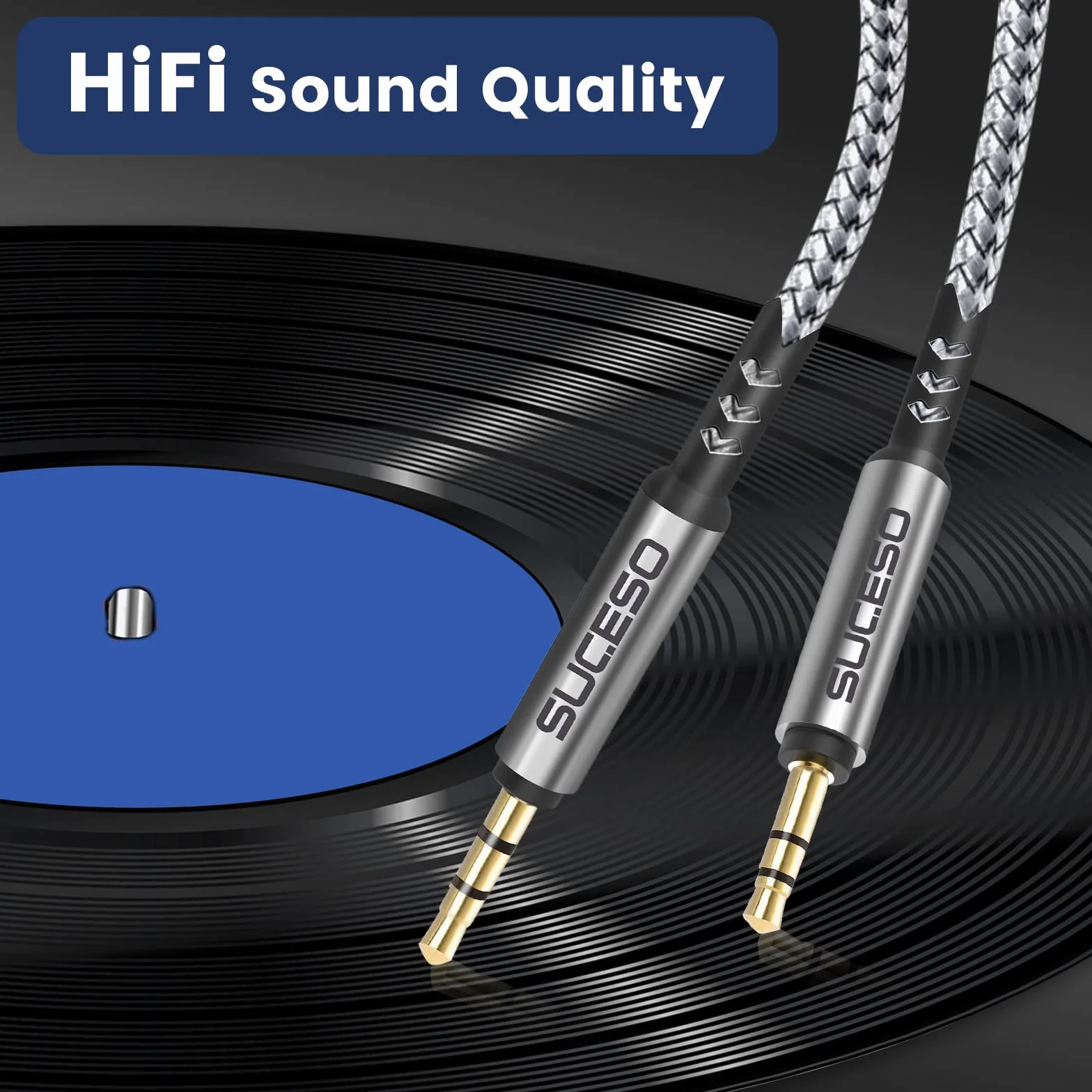 Câble Jack Audio 3.5mm [2 Pack 1m+2m] Câble Auxiliaire 3,5mm mâle vers mâle Cable Audio Stéréo en Nylon Compatible avec iPhone, iPod, iPad, Voiture, Casque, Autoradio, MP3, Smartphones et Plus