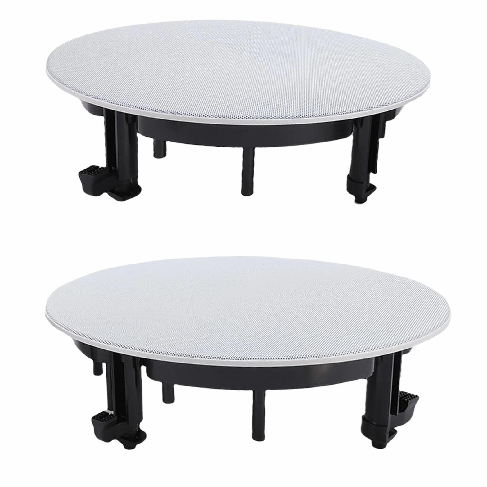 Sxhlseller Lot de 2 Grilles de Haut-Parleur de Plafond Rondes Magnétiques en Métallique avec Base de Montage en ABS, Finition Blanche Pouvant être Peinte, Diamètre Extérieur 280 Mm pour