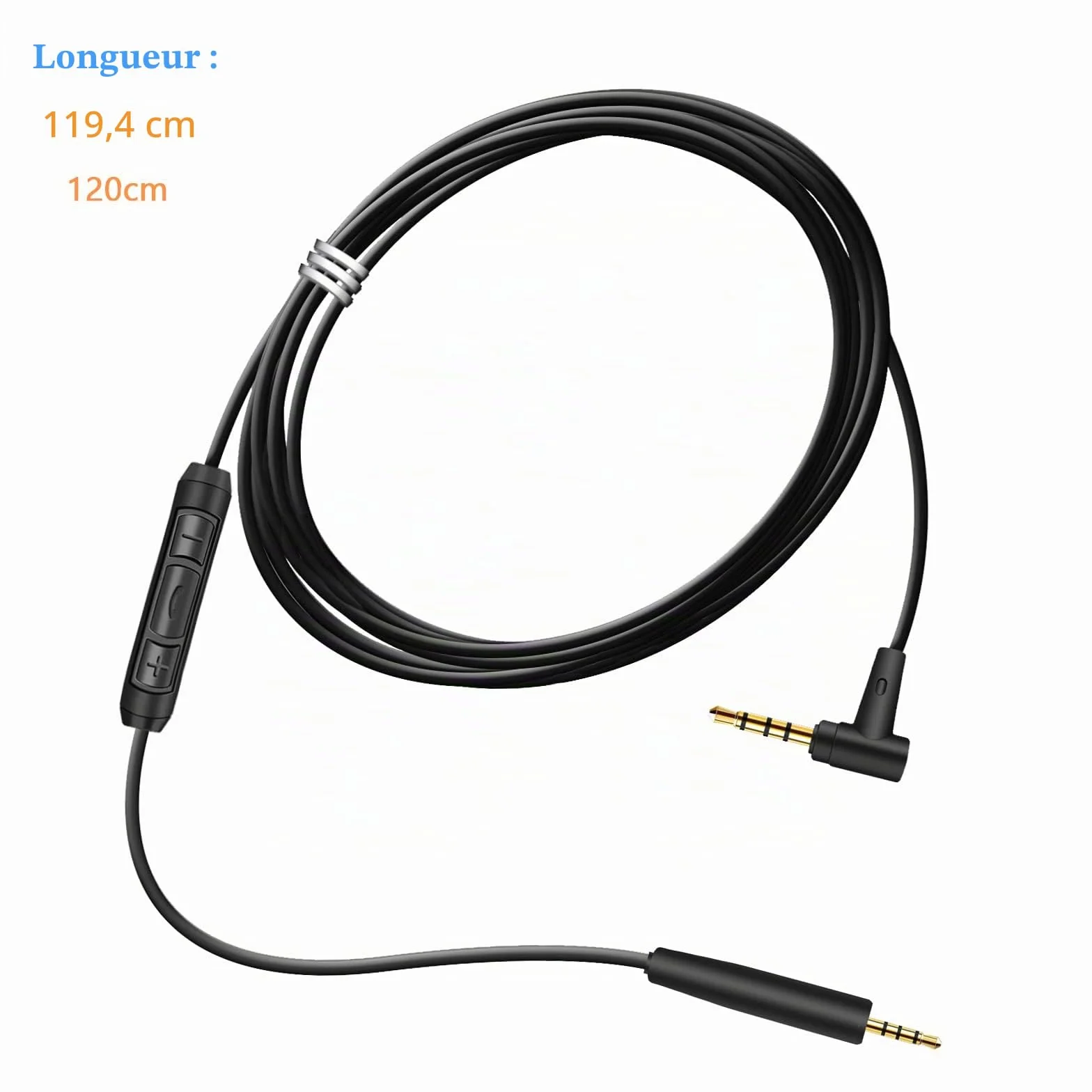 BINGLE Câble audio de rechange 3.5mm à 2.5mm avec Micro/Télécommande 1.2m pour Casque Bose 700, QuietComfort 25, 35II, OE2, OE2i, On-Ear 2 Noir
