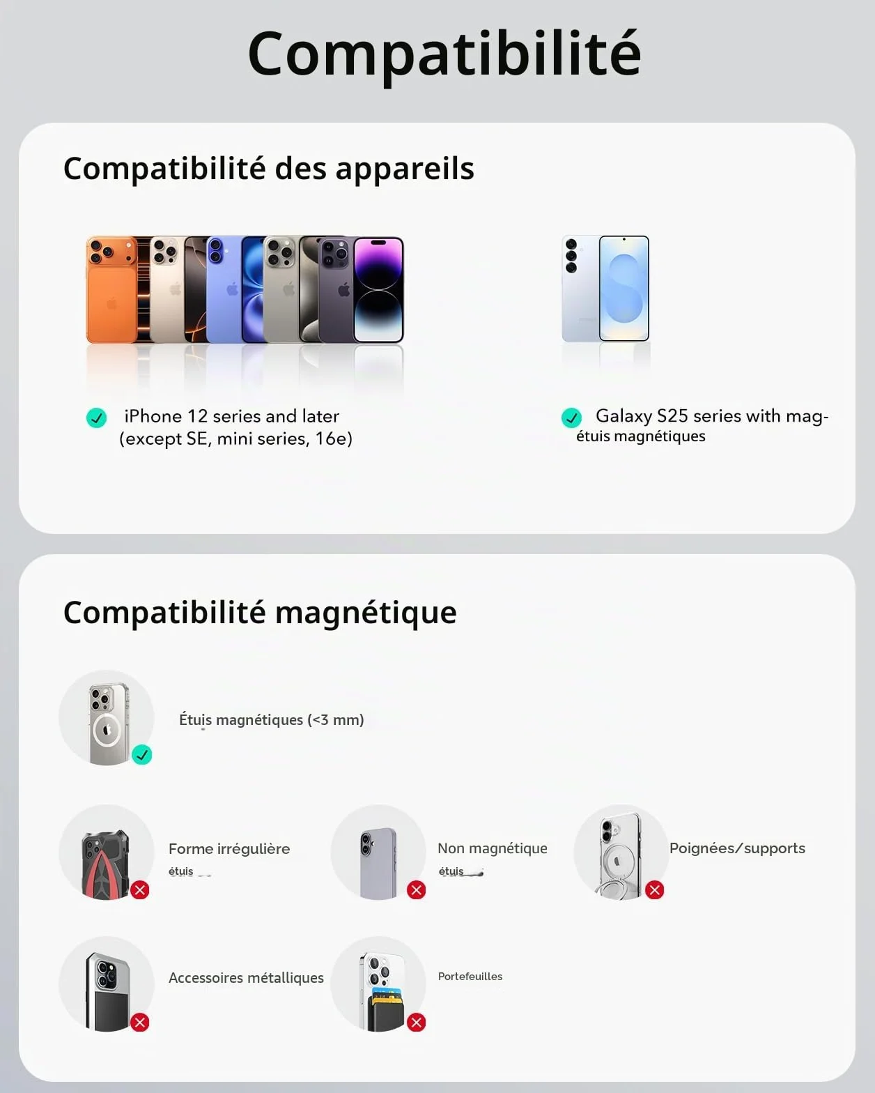 ESR 15W Support Telephone Voiture Magsafe, Chargeur Magsafe Voiture, Support Telephone Magnétique Chargeur sans Fil pour iPhone Air/17/17e/16/15/14/13/12, Galaxy S26/S25 Series, Charge Rapide, Noir